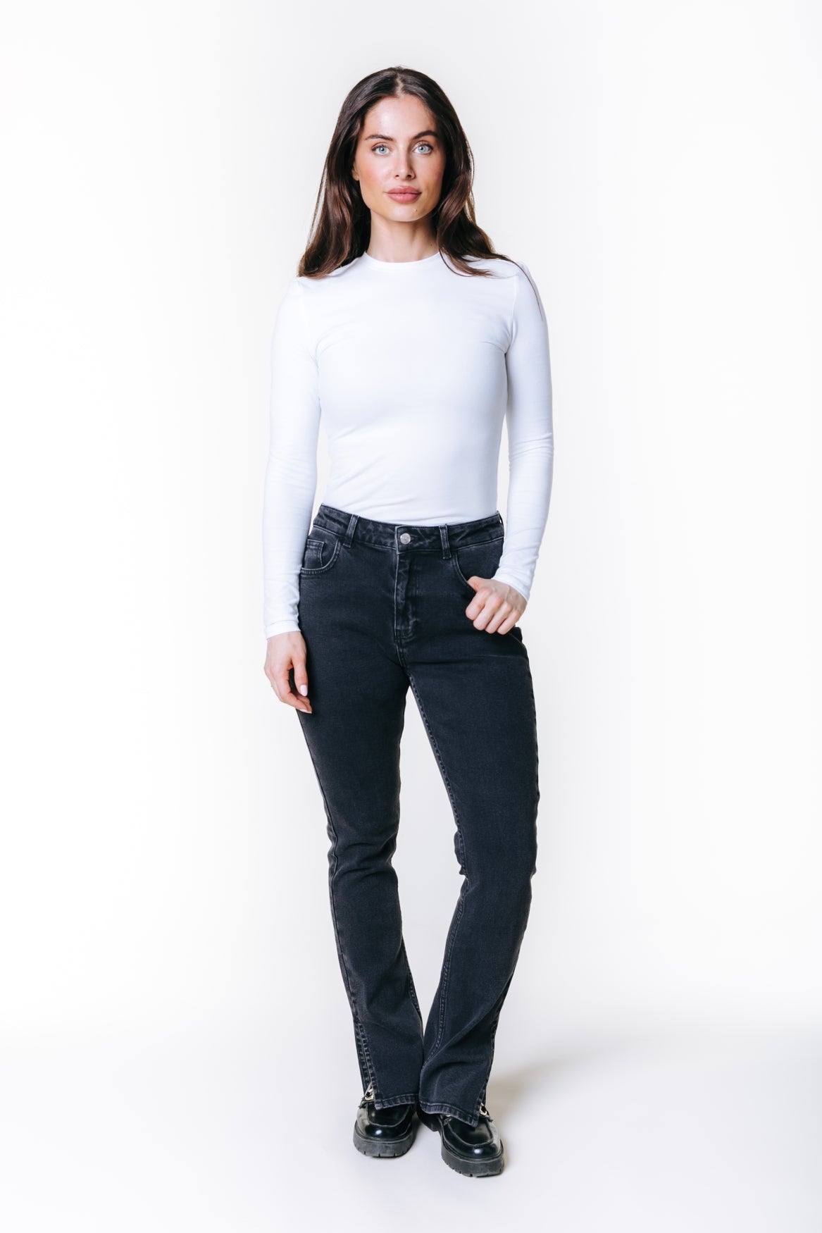 Livia High Rise Denim | Dark grey denim