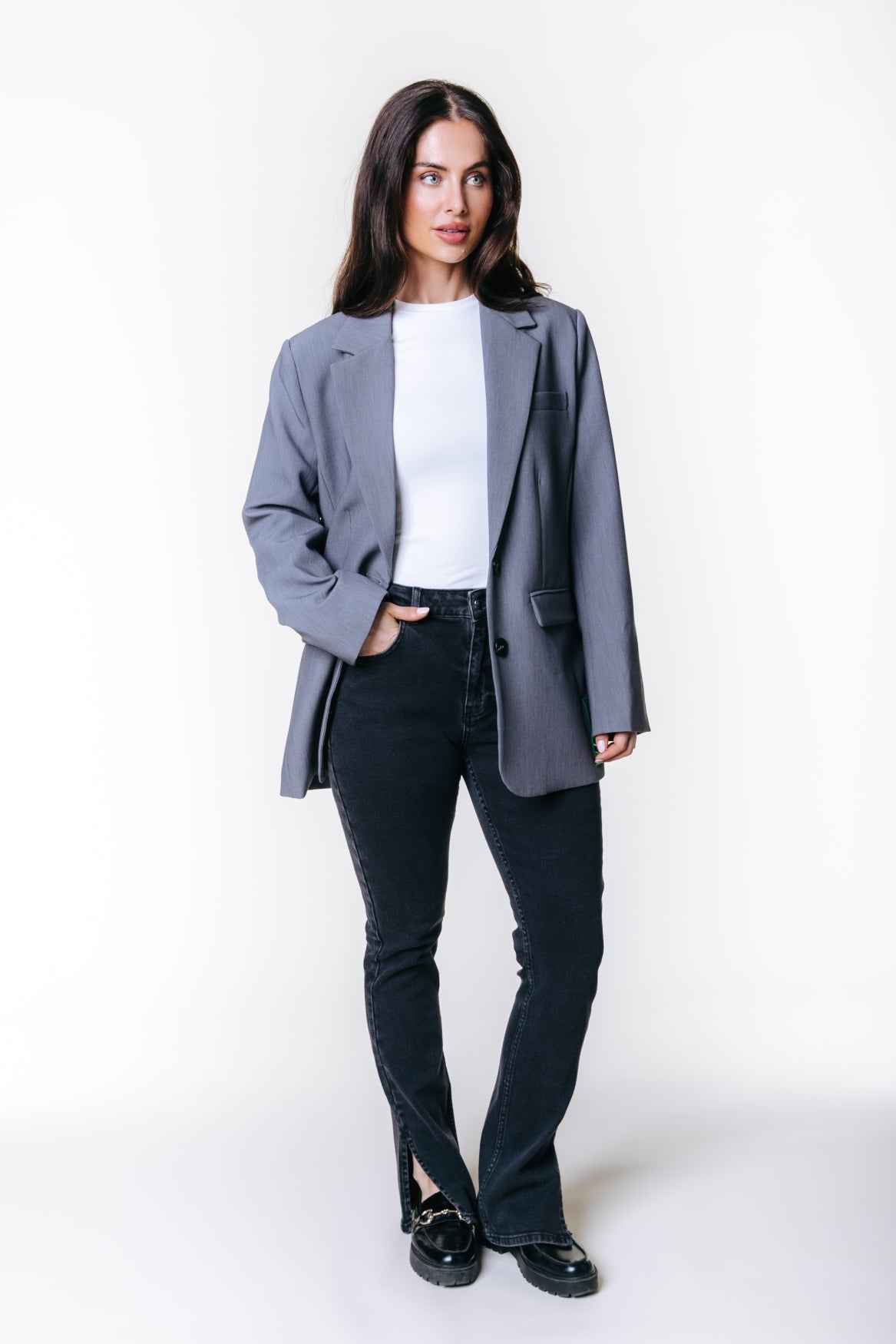 Livia High Rise Denim | Dark grey denim