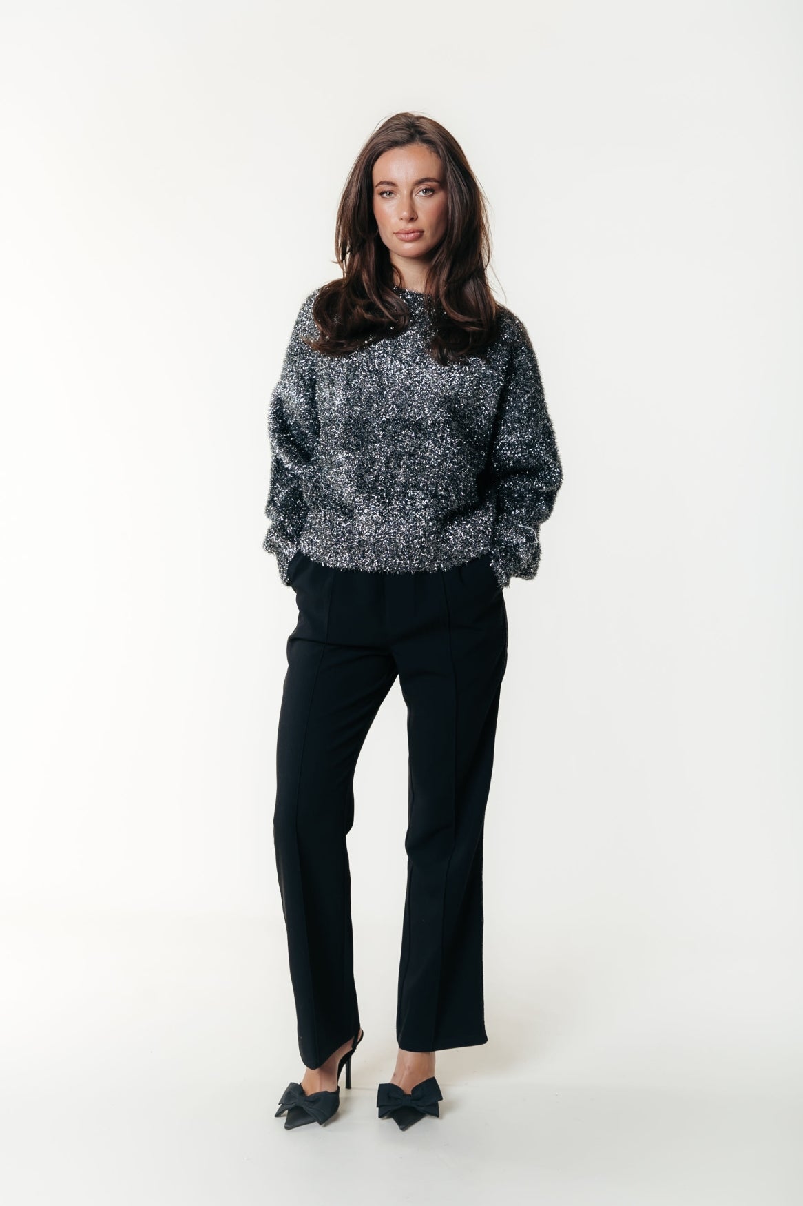 Jiby Pintuck Glitter Pants | Black