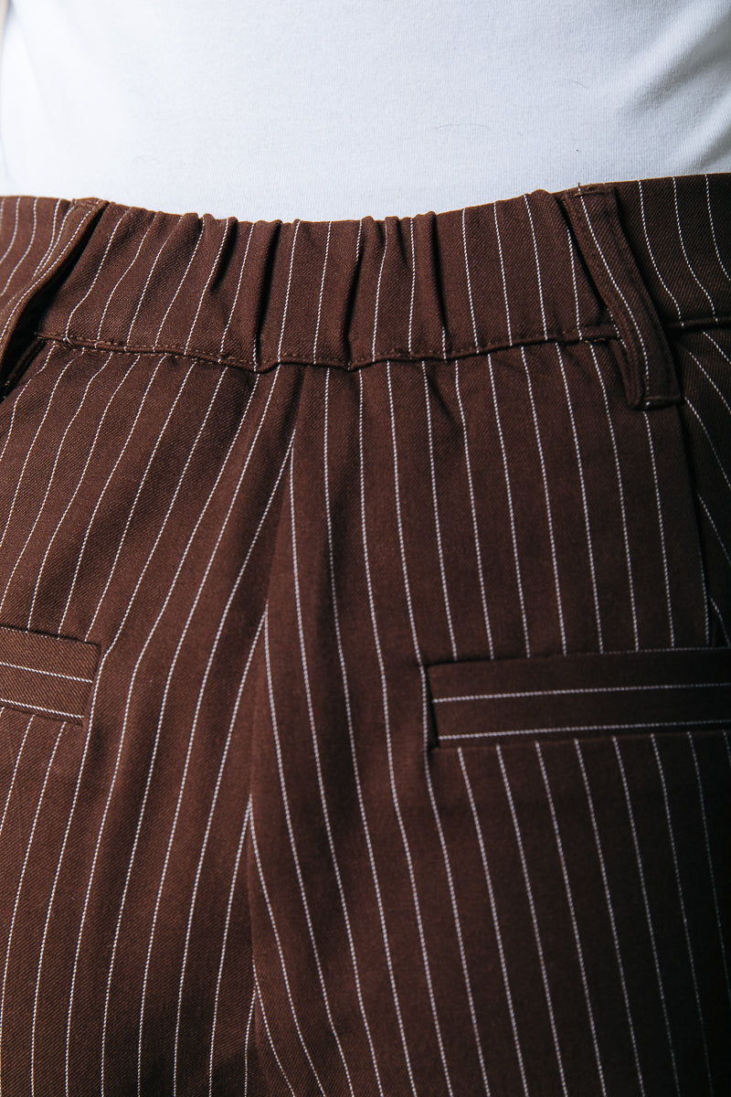 Rus Pinstripe Straight Pants | Brown