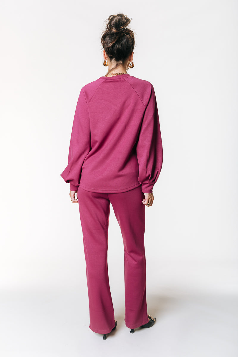 Jiby Pintuck Straight Pants | Bordeaux