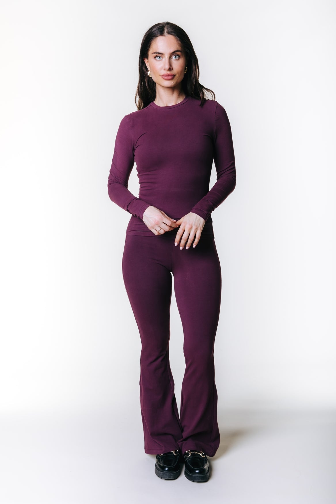 Uni Fitted Flare Pants | Merlot Red