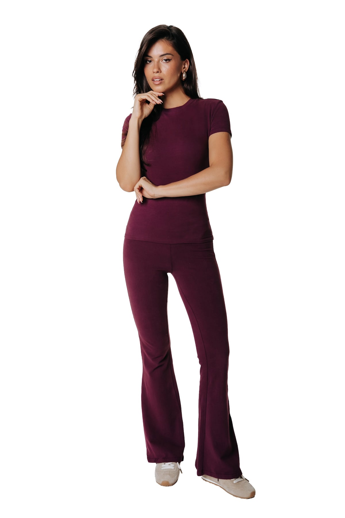 Fitted Flare Pants | Merlot Red