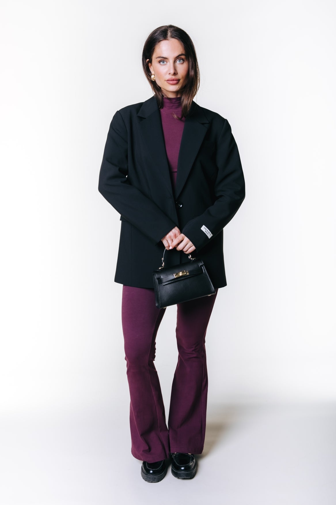 Fitted Flare Pants | Merlot Red