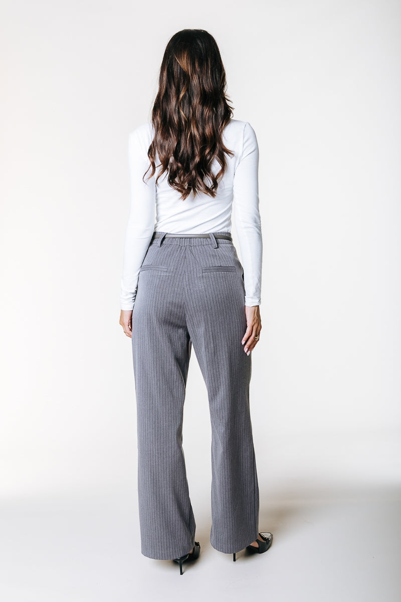 Rus Pinstripe Straight Pants | Grey
