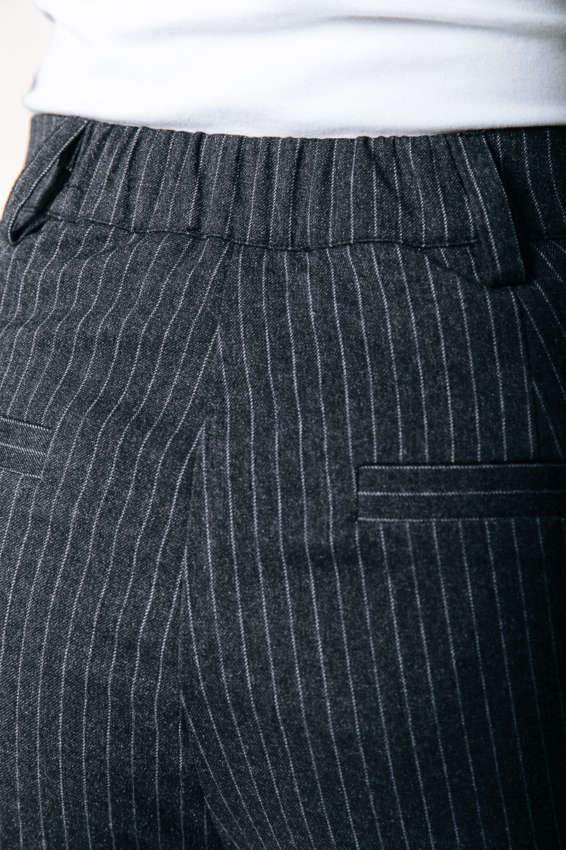 Rus Pinstripe Straight Pants | Black
