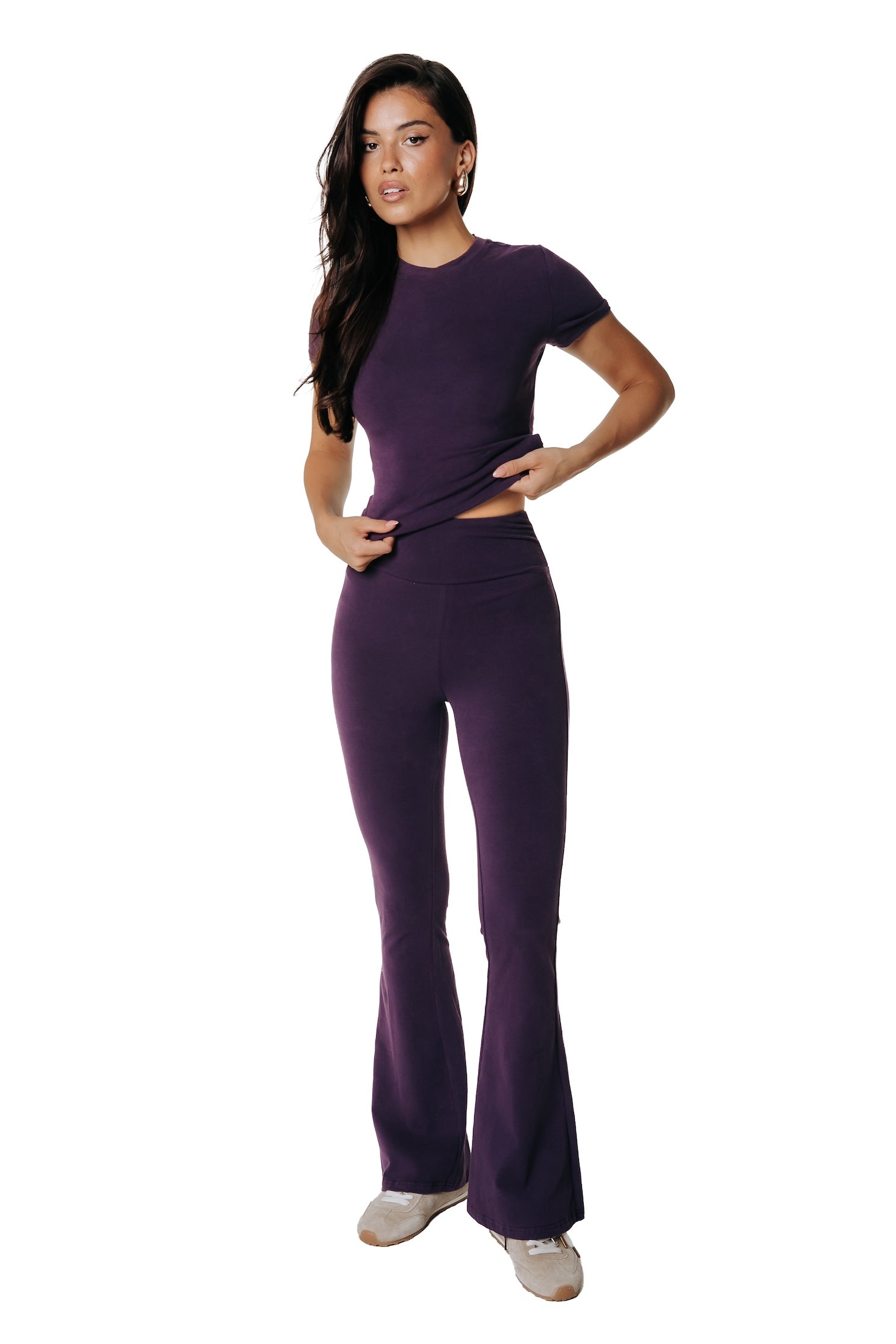 Fitted Flare Pants | Dark Purple <!-- text --> <!-- US -->