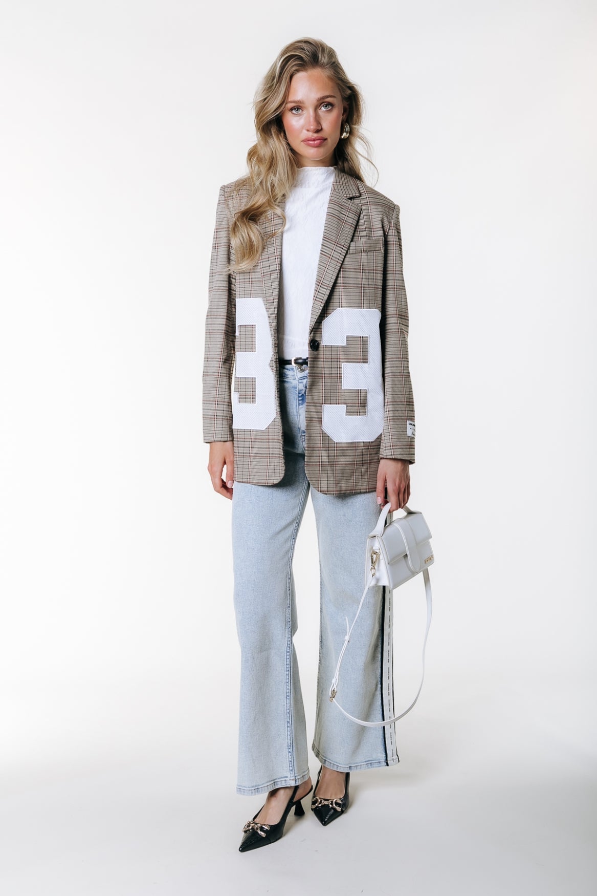 Gaias Tuxedo Tape High Rise Straight Leg Denim Pants | Light blue denim