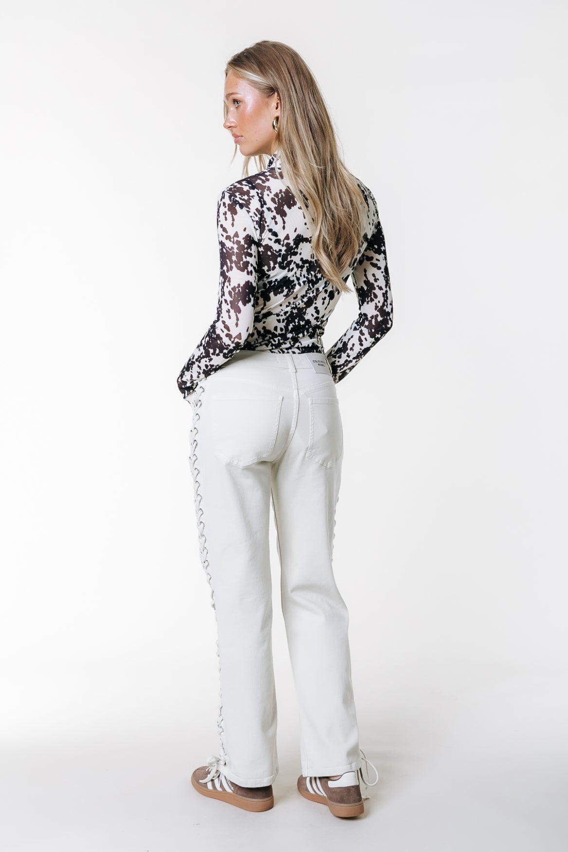 Jones Braided Straight Leg Denim Pants | Beige