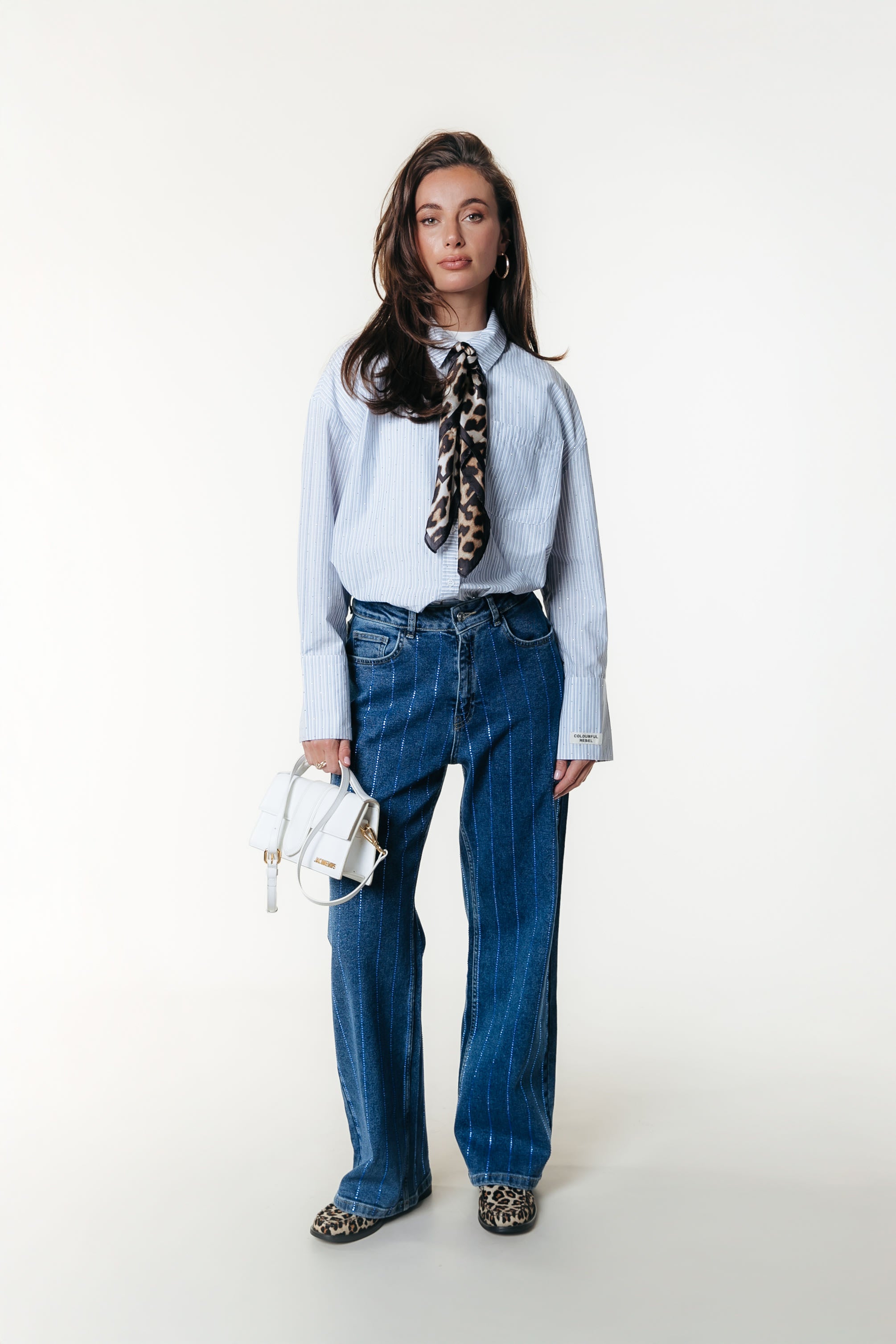 Gaias Rhinestones Denim | Dark blue denim