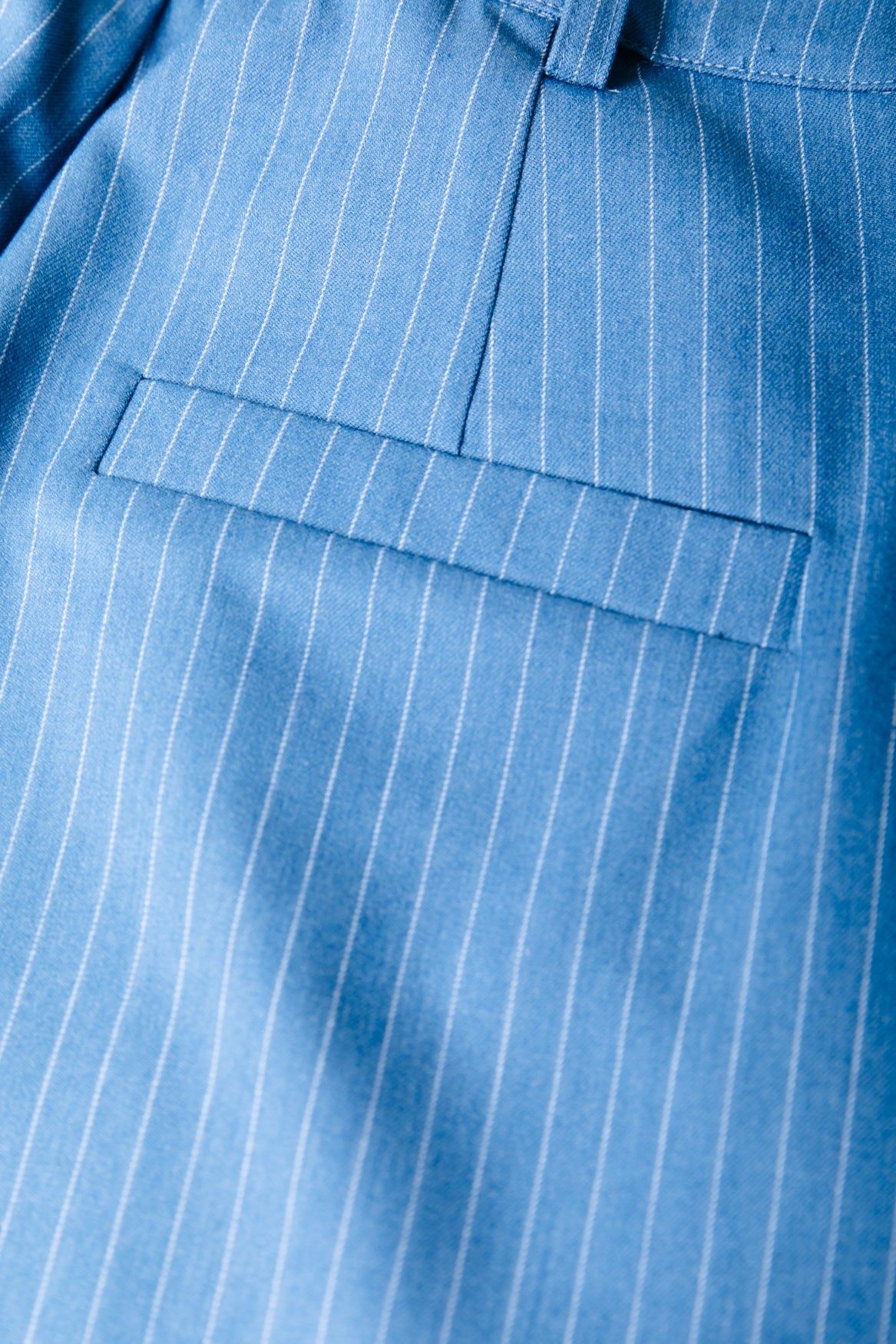 Rus Pinstripe Pintuck Melange Straight Pants | Mid grey blue