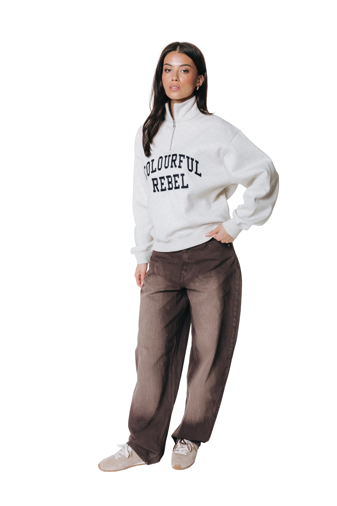 Jules Barrel High Rise Denim | Brown