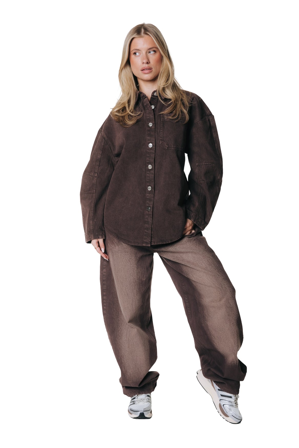 Jules Barrel High Rise Denim | Brown