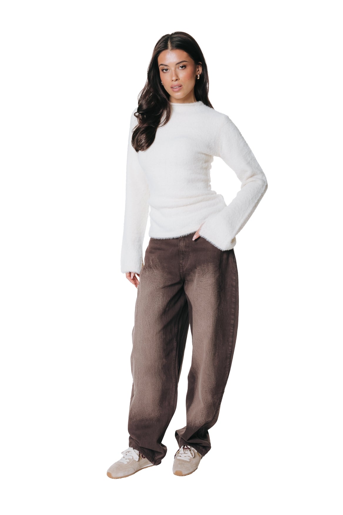 Jules Barrel High Rise Denim | Brown