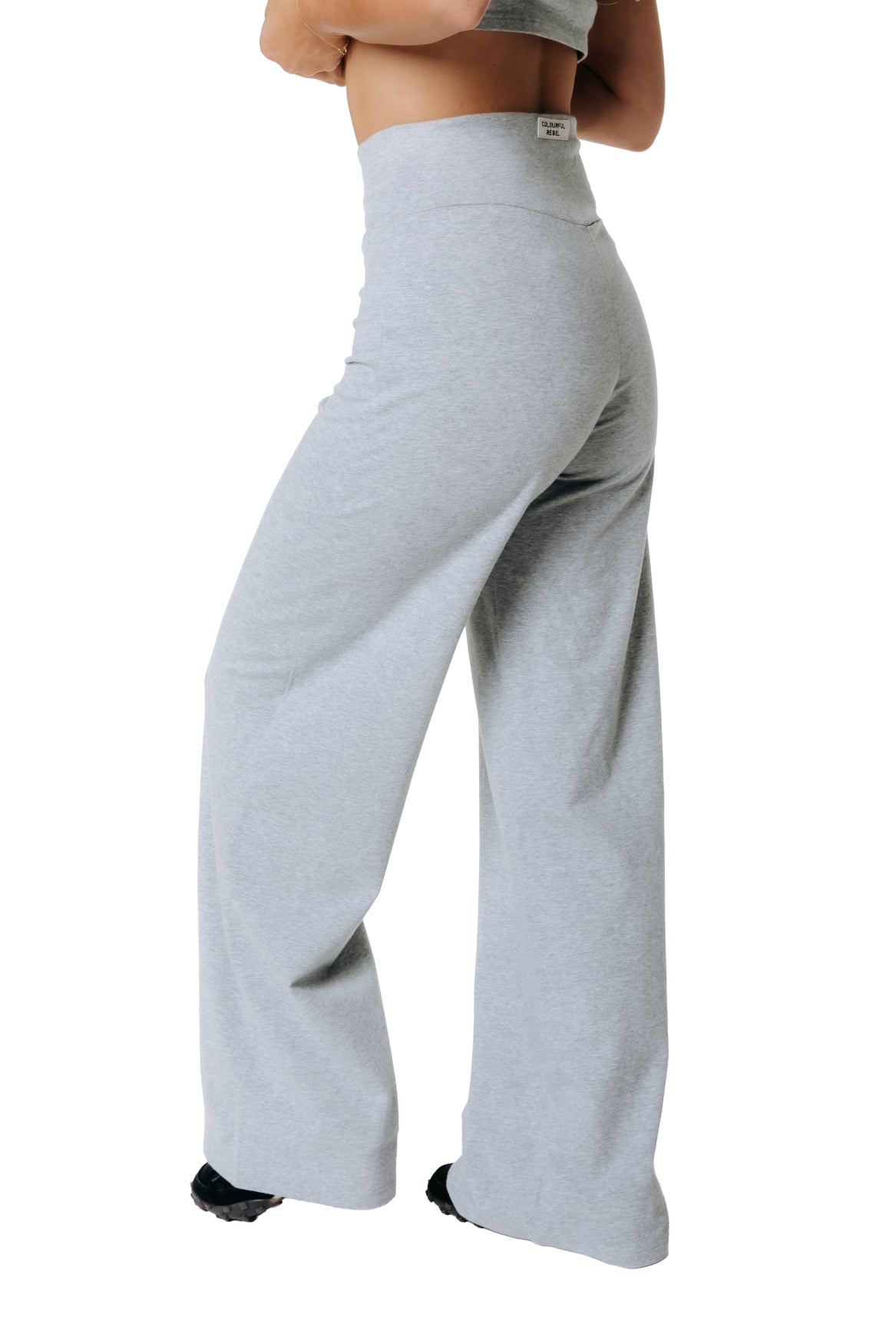 Wide Leg Pants | Medium grey melange