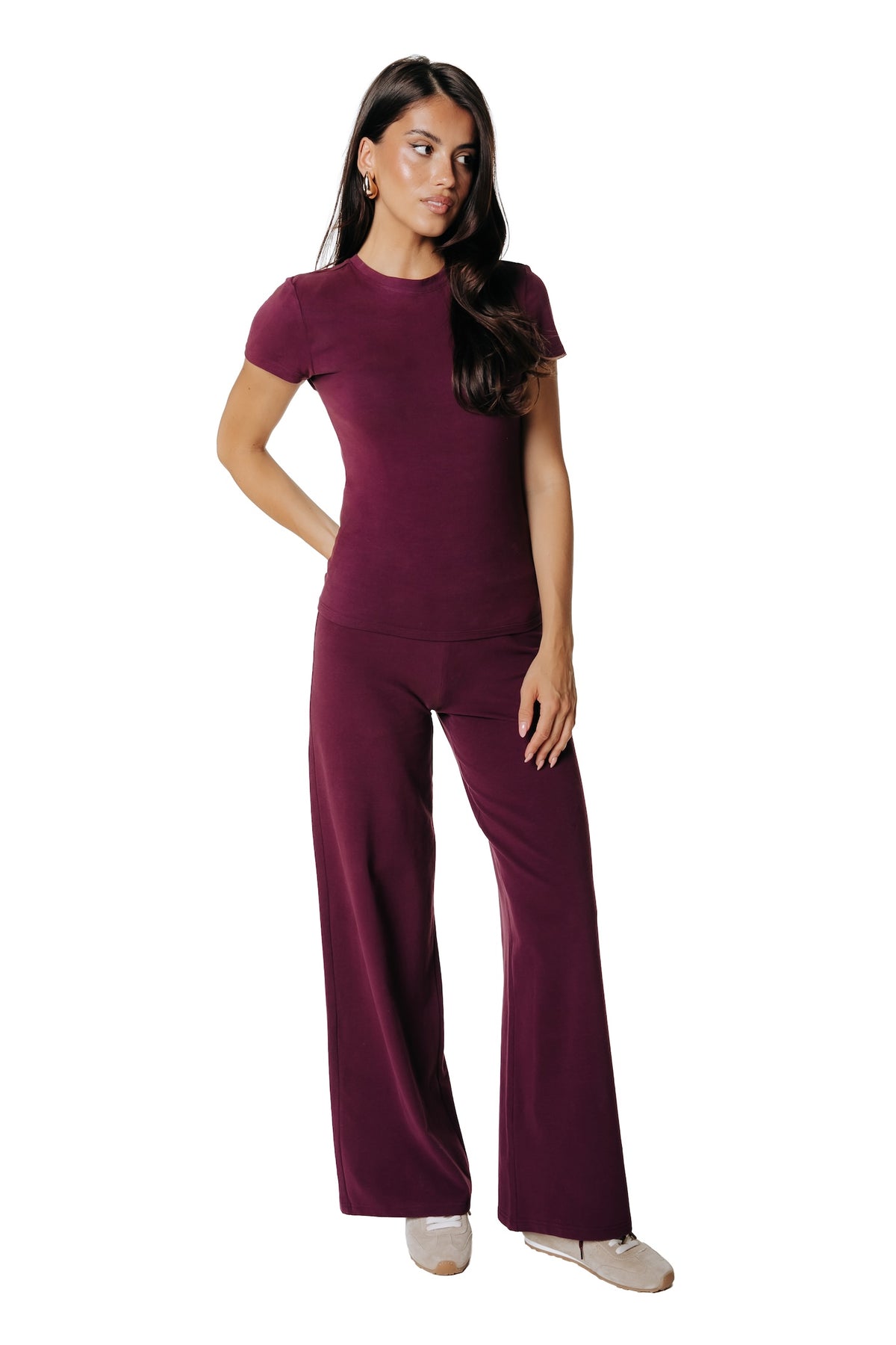 Wide Leg Pants | Merlot Red