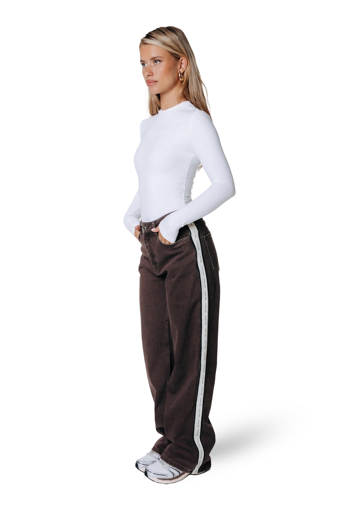 Gaias High Rise Straight Leg Denim | Brown Denim