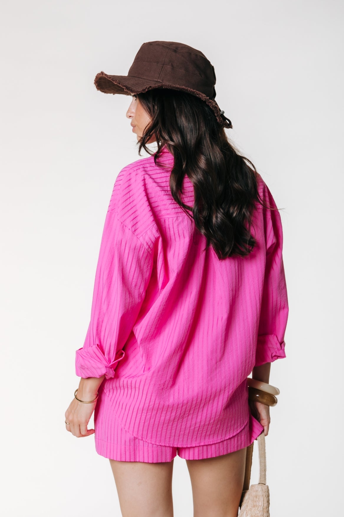 Lyn Stripe Short | Bright pink