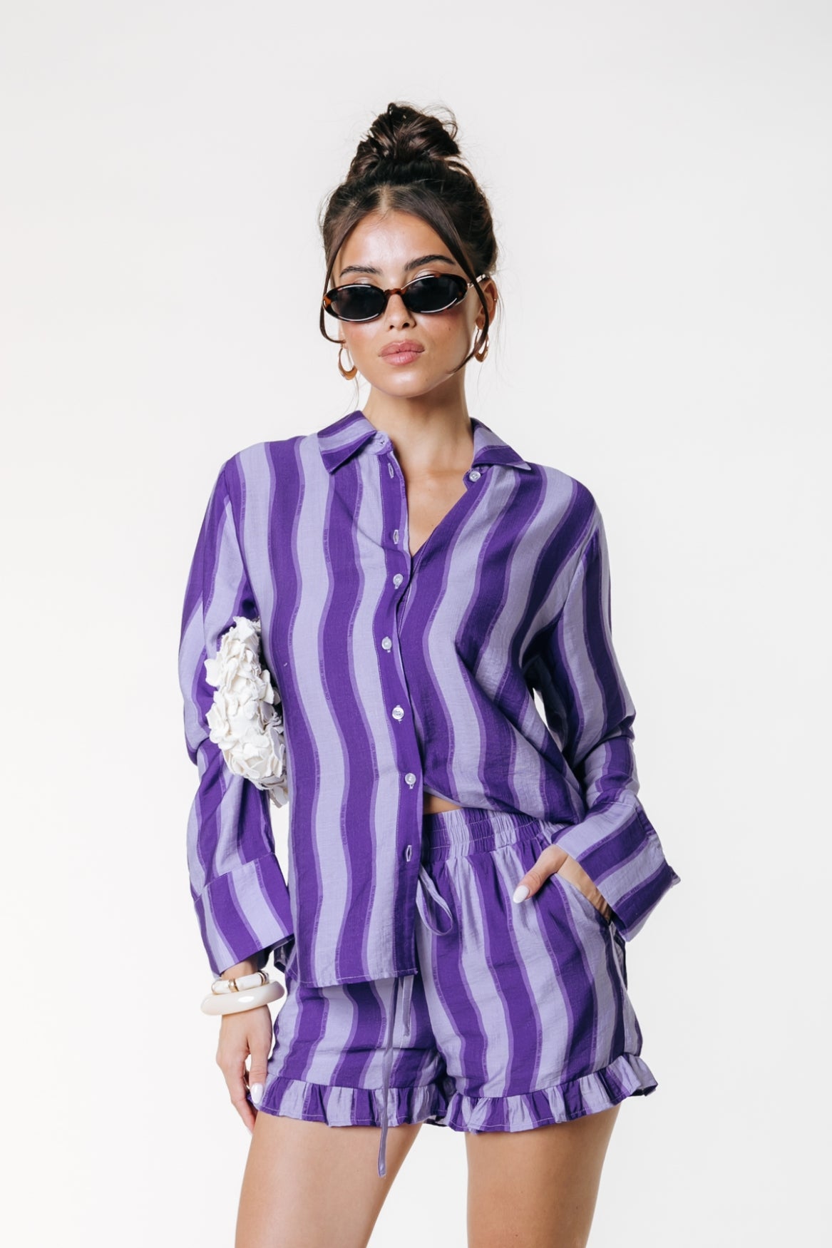 Sensa Wavy Stripe Short | Dark Lavender