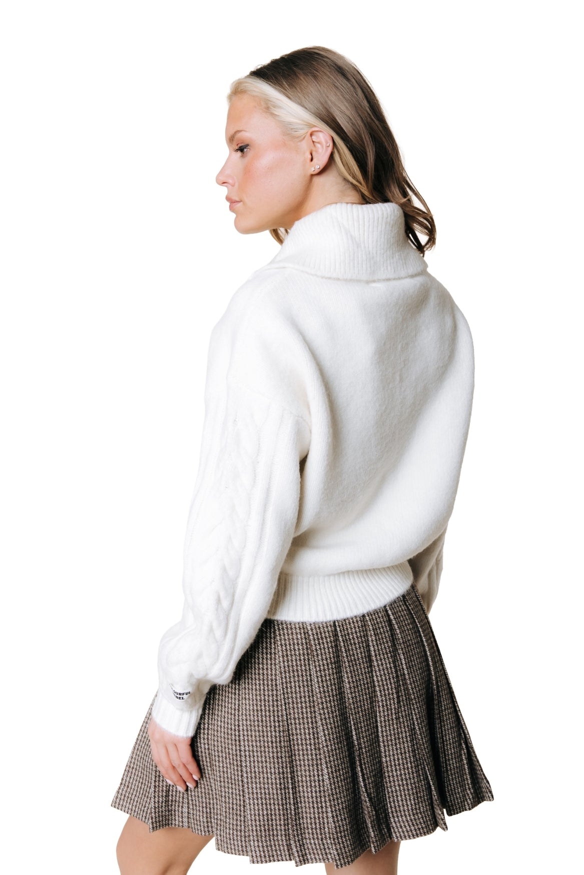 Noley Check Pleated Skirt | Brown