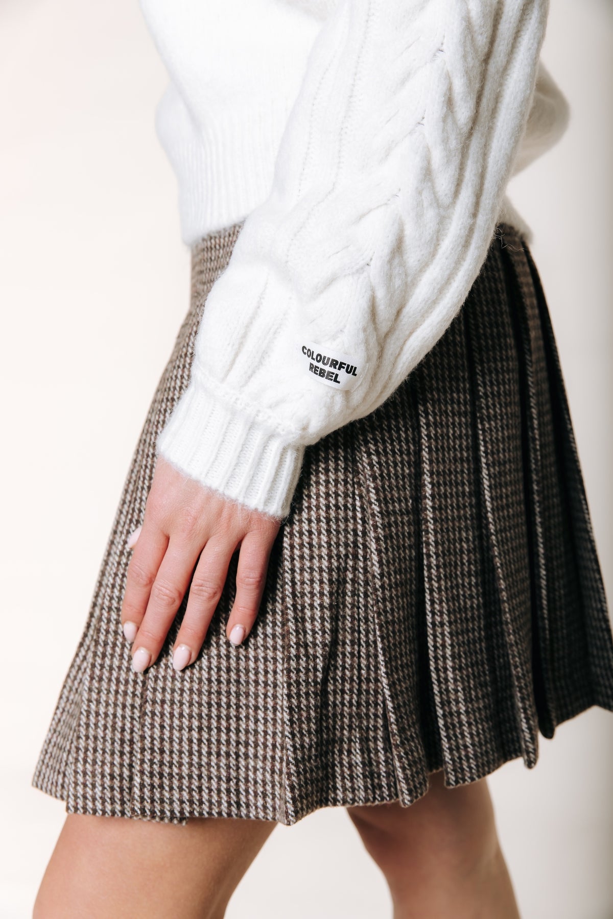 Noley Check Pleated Skirt | Brown