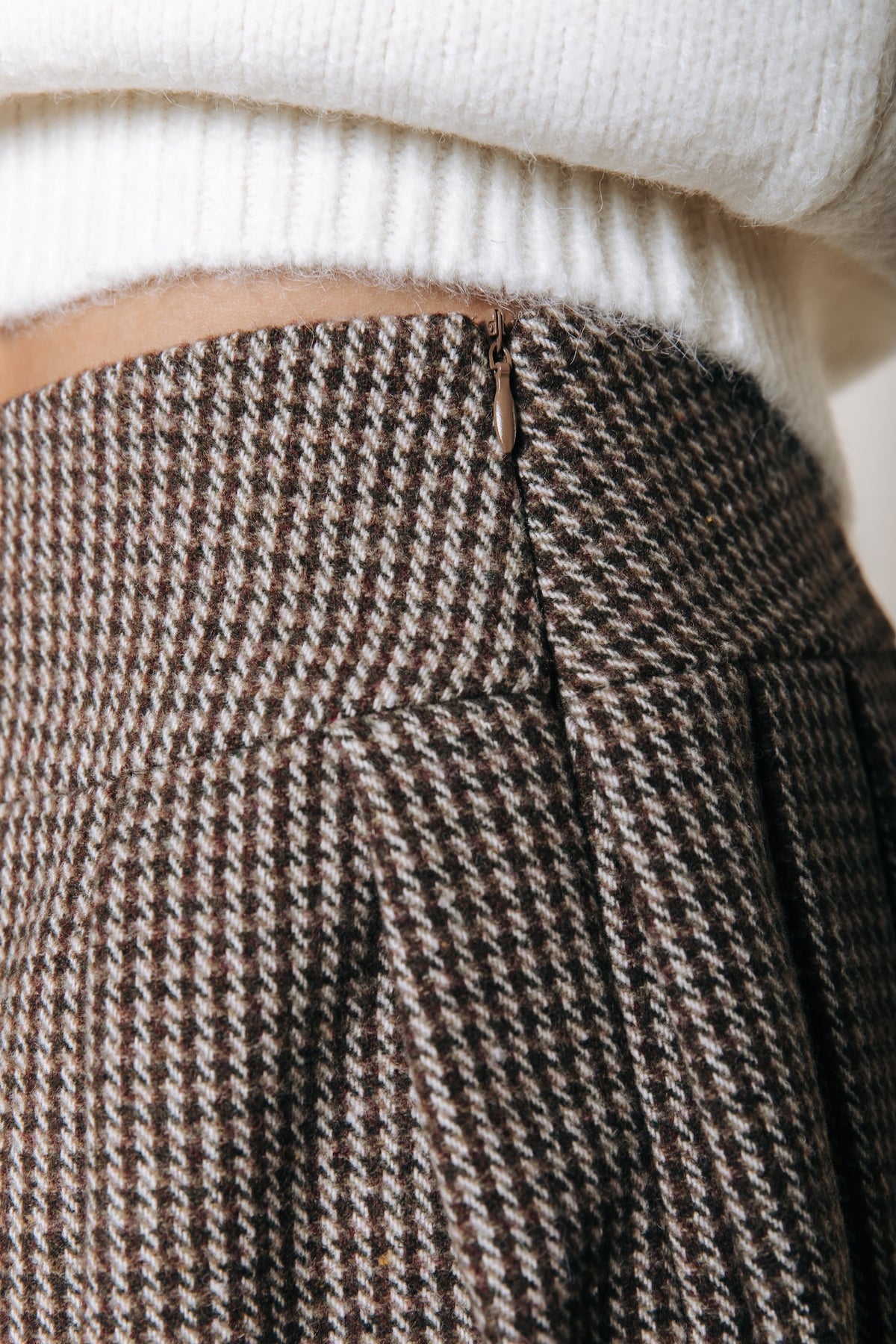 Noley Check Pleated Skirt | Brown