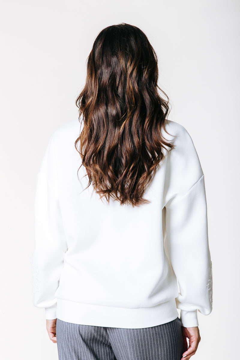 Sleeve Embro Sweat | Off white