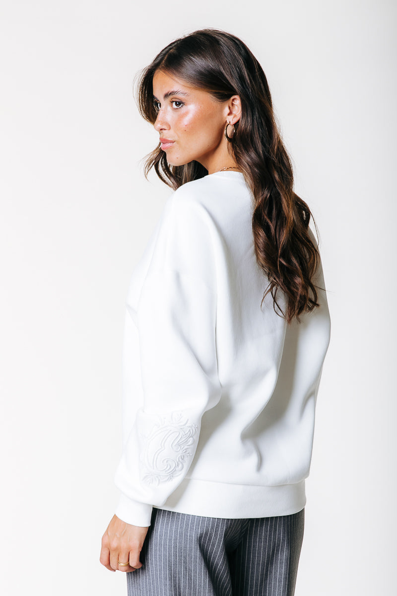Sleeve Embro Sweat | Off white