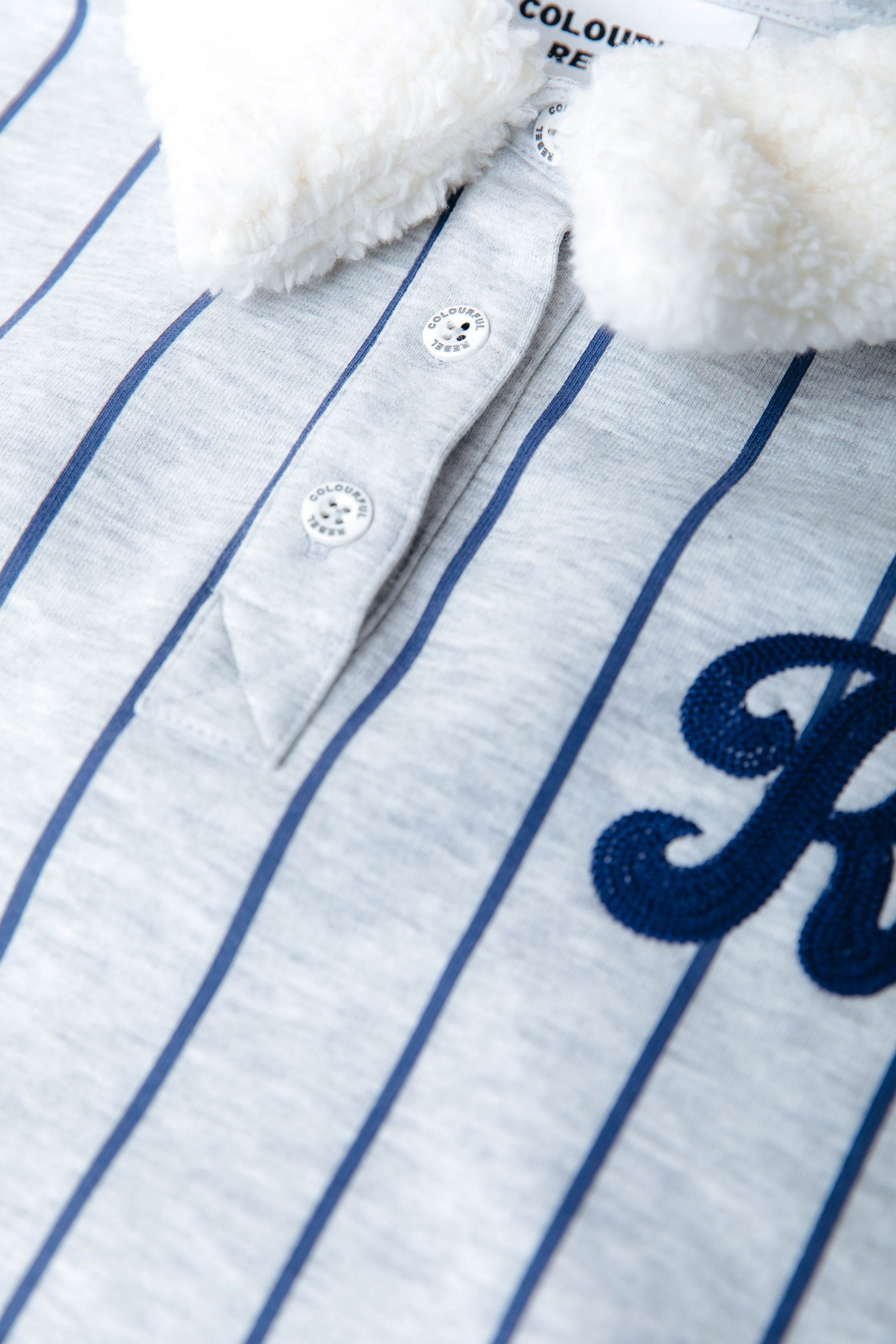 Baseball Contrast Collar Sweat | Light grey melange