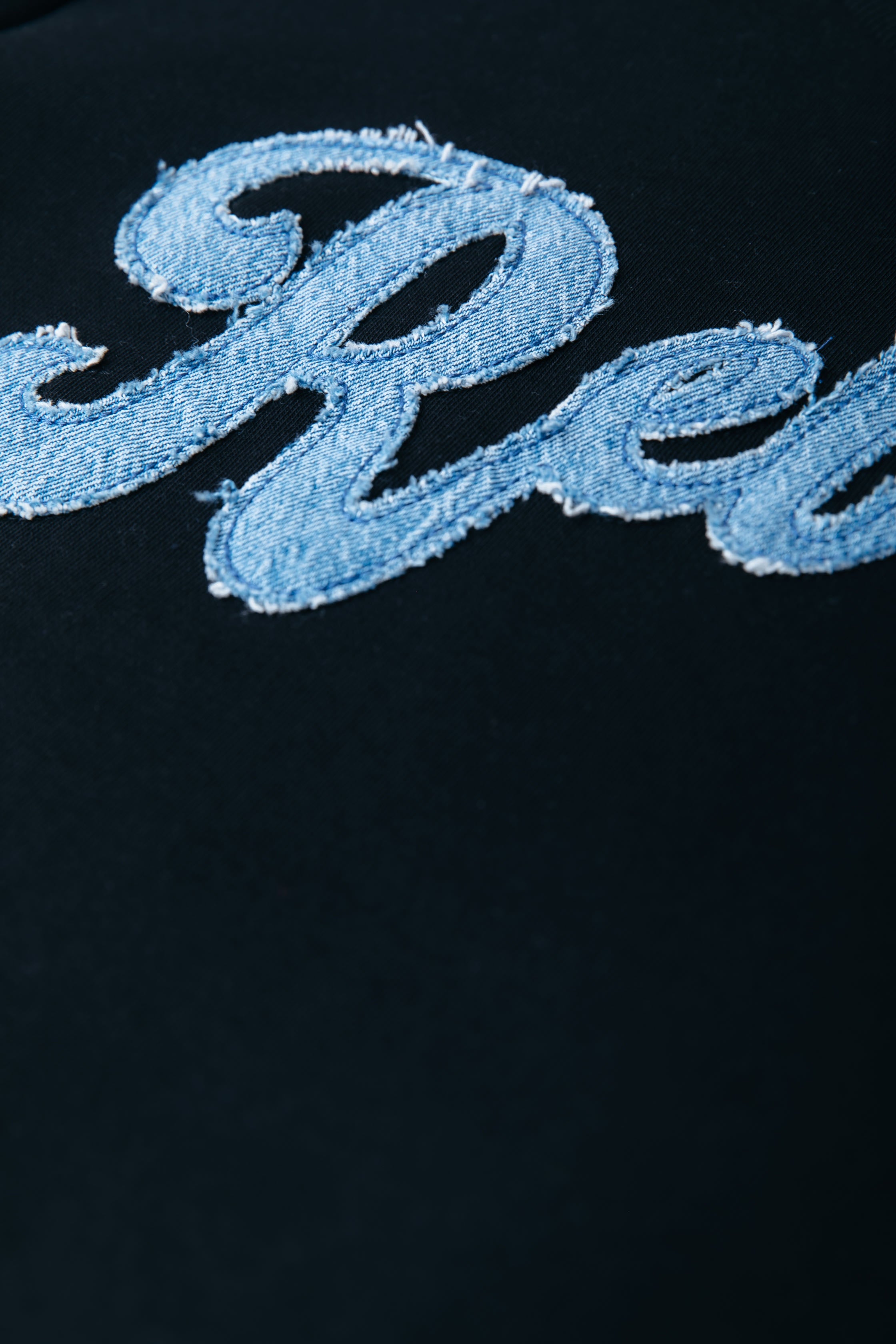 Denim Patch Sweatshirt | Black