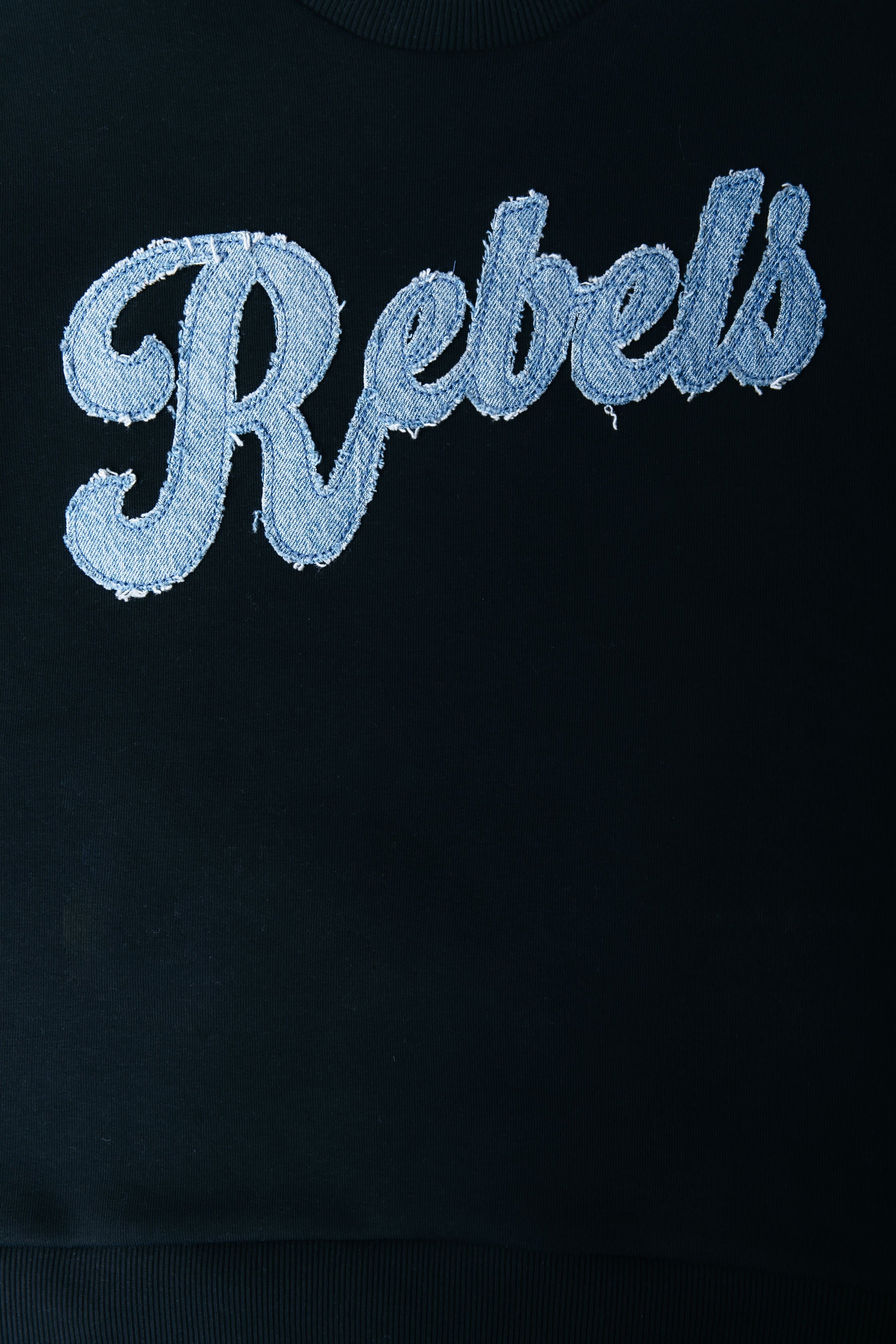 Denim Patch Sweatshirt | Black