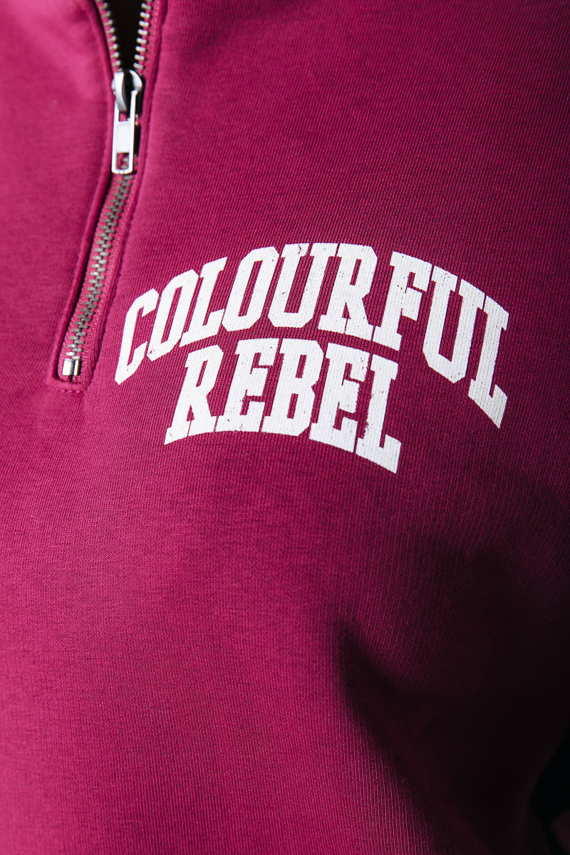 Varsity Zip Sweat | Bordeaux