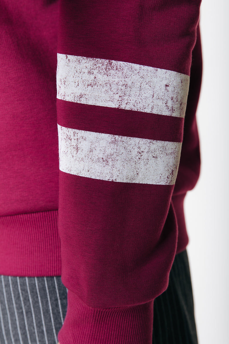 Varsity Zip Sweat | Bordeaux