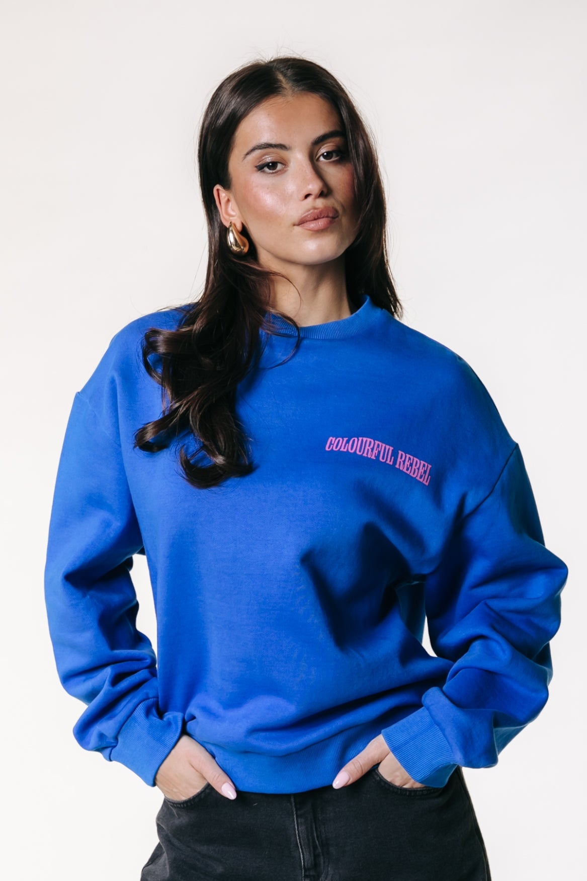 Colorful Rebel Dropped Shoulder Sweatshirt | Bright Blue