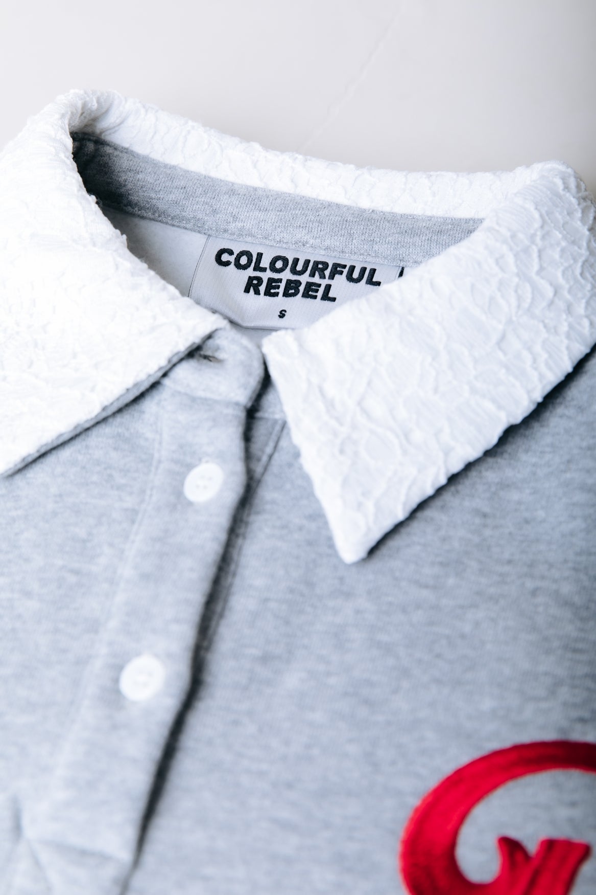 Lace Collar Dropped Shoulder Sweat | Light grey melange