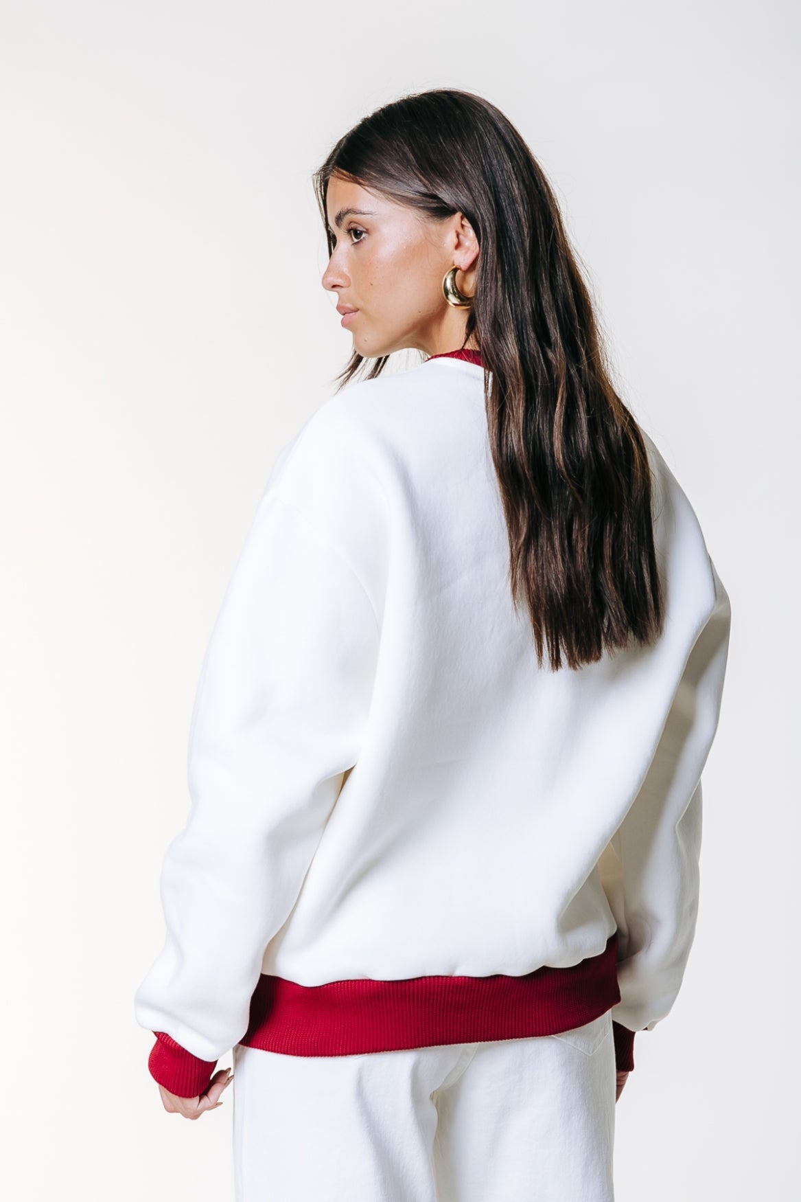 Logo Contrast Rib Dropped Shoulder Sweat | Off white