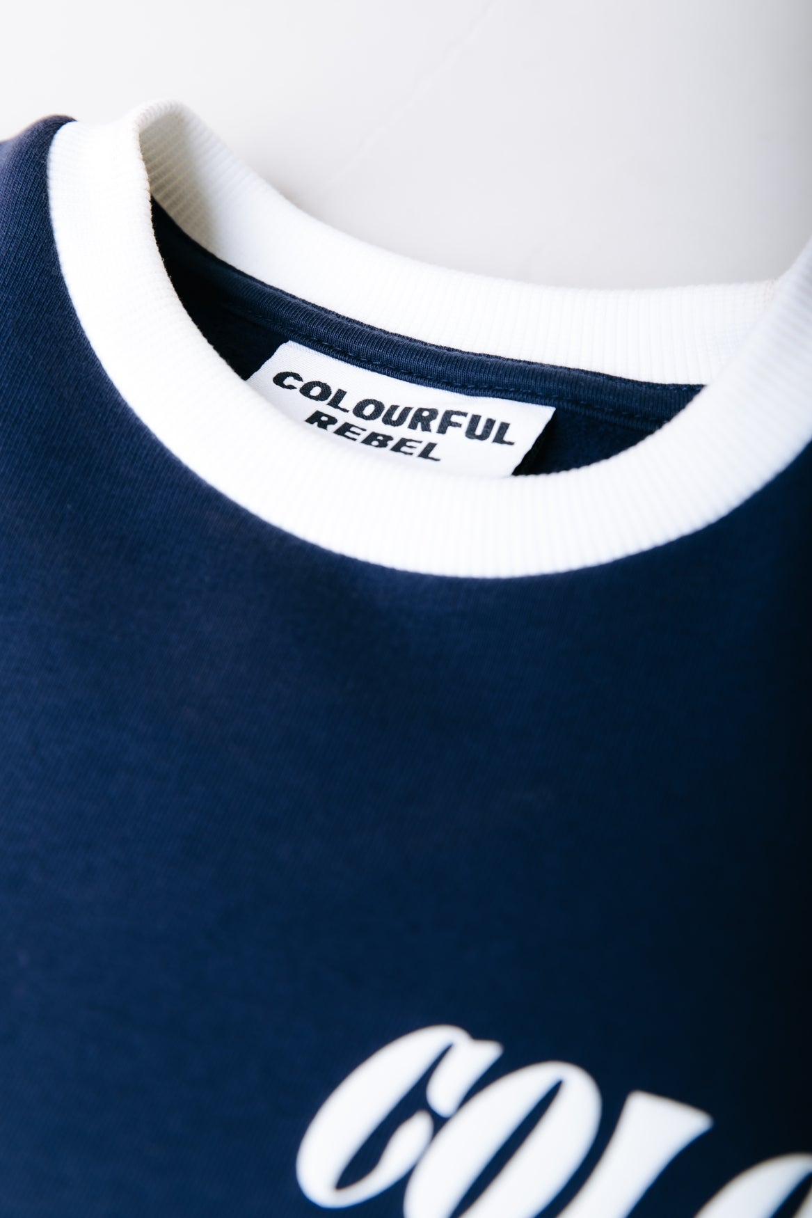 Logo Contrast Rib Dropped Shoulder Sweat | Navy