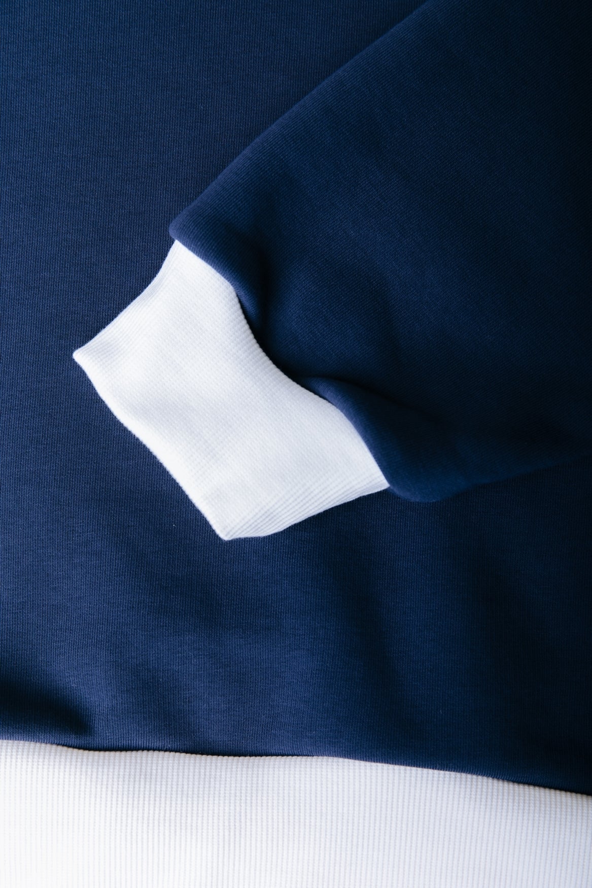 Logo Contrast Rib Dropped Shoulder Sweat | Navy