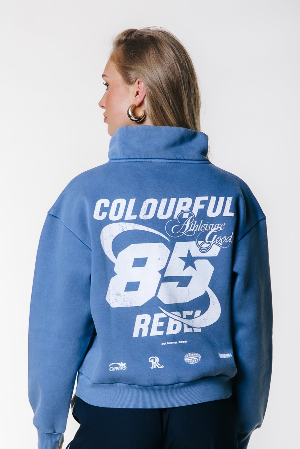 CR 85 Washed Zip Sweat | Medium blue