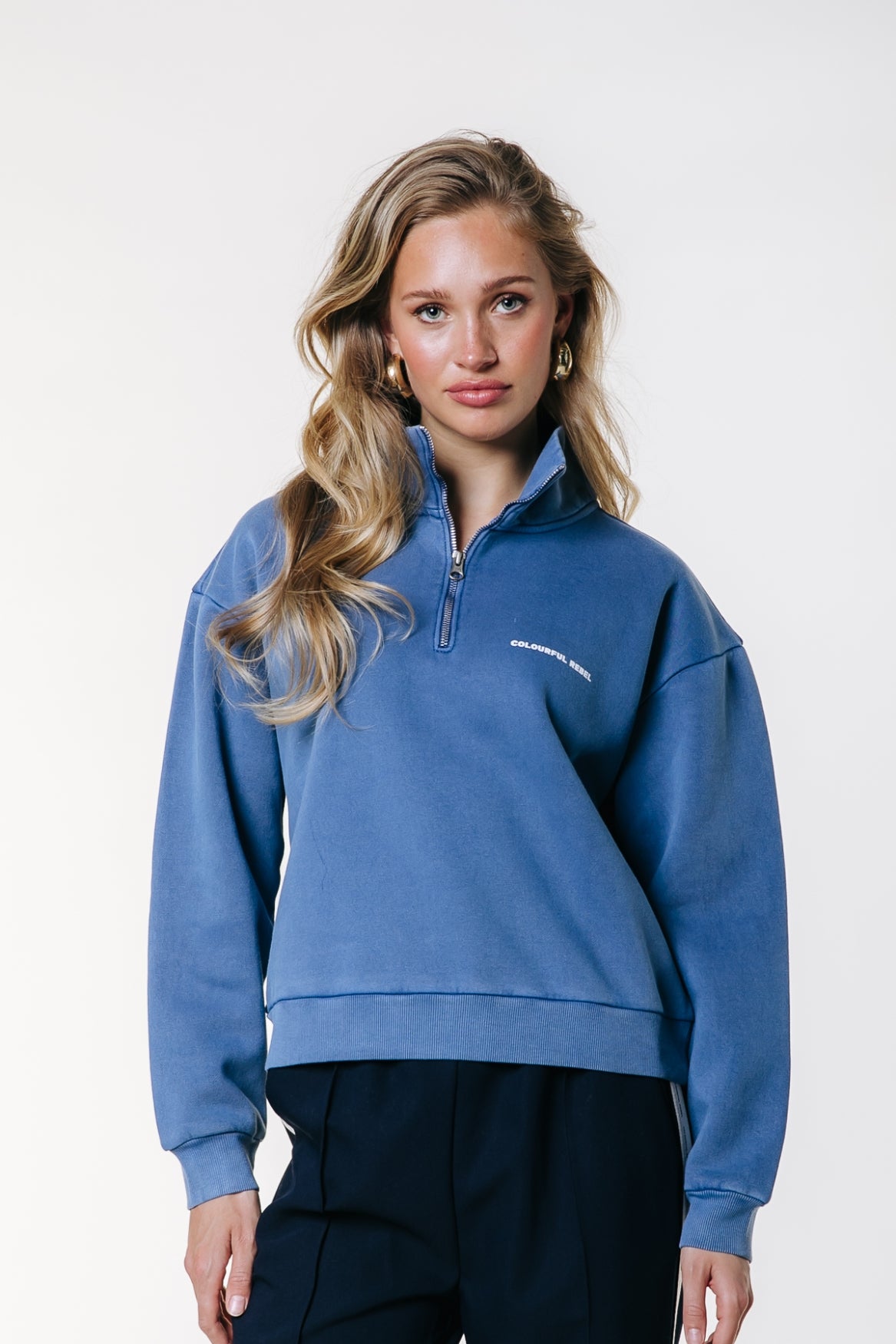 CR 85 Washed Zip Sweat | Medium blue