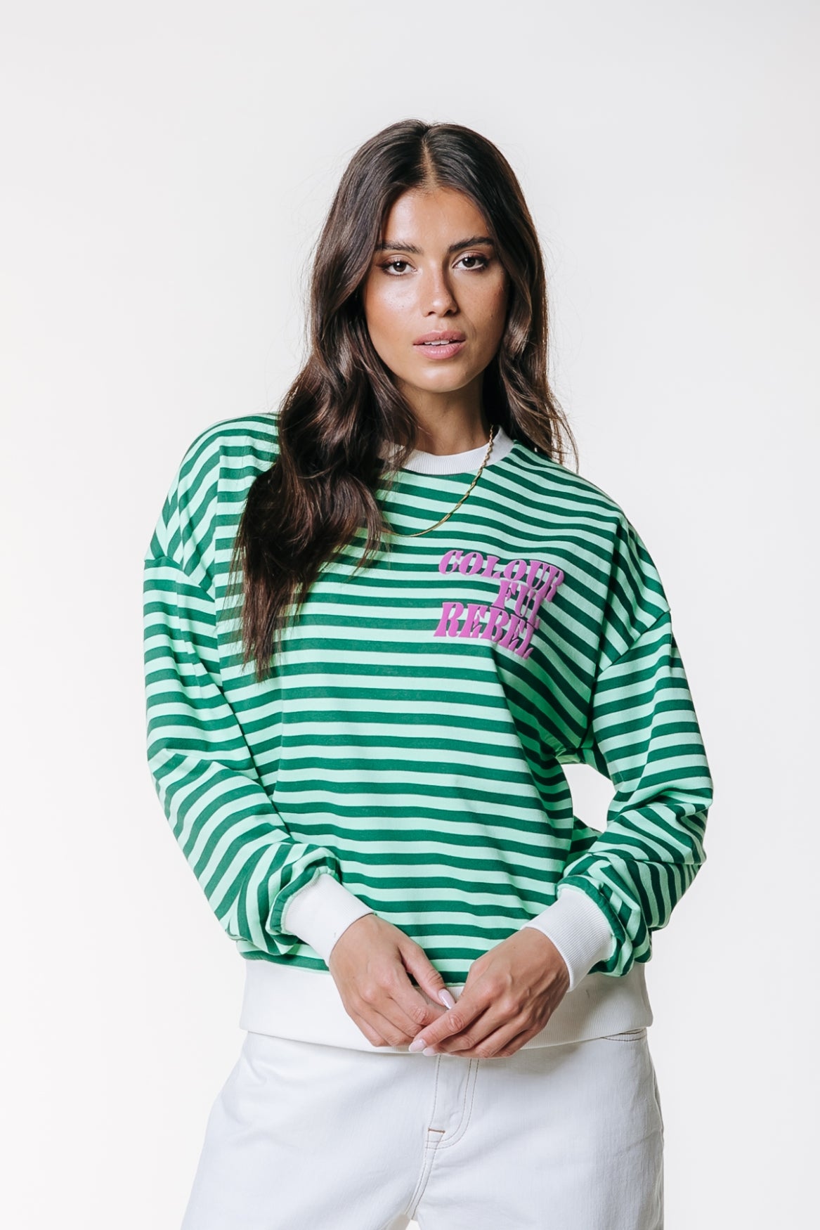 Contrast Cuff Sweat | Green