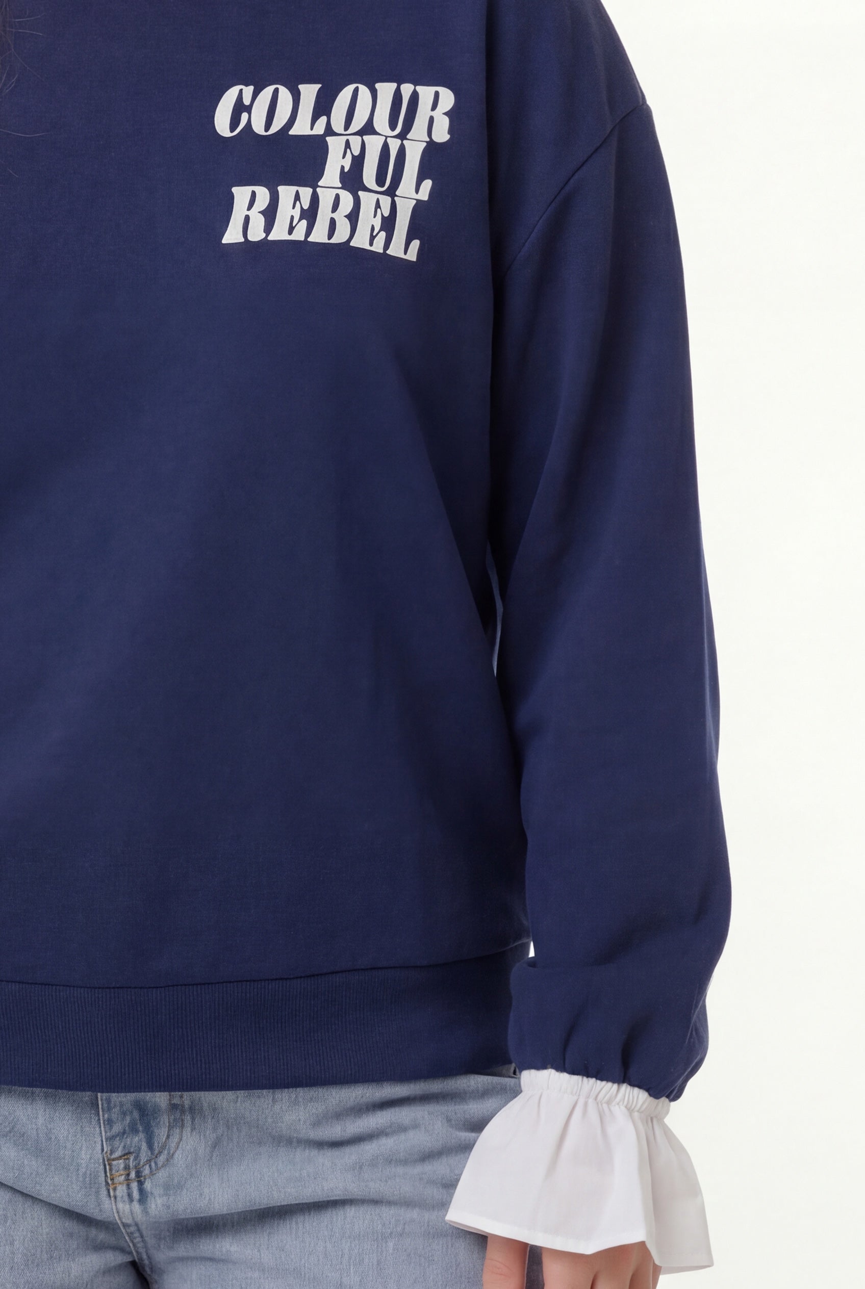 Poplin Cuff Sweat | Navy