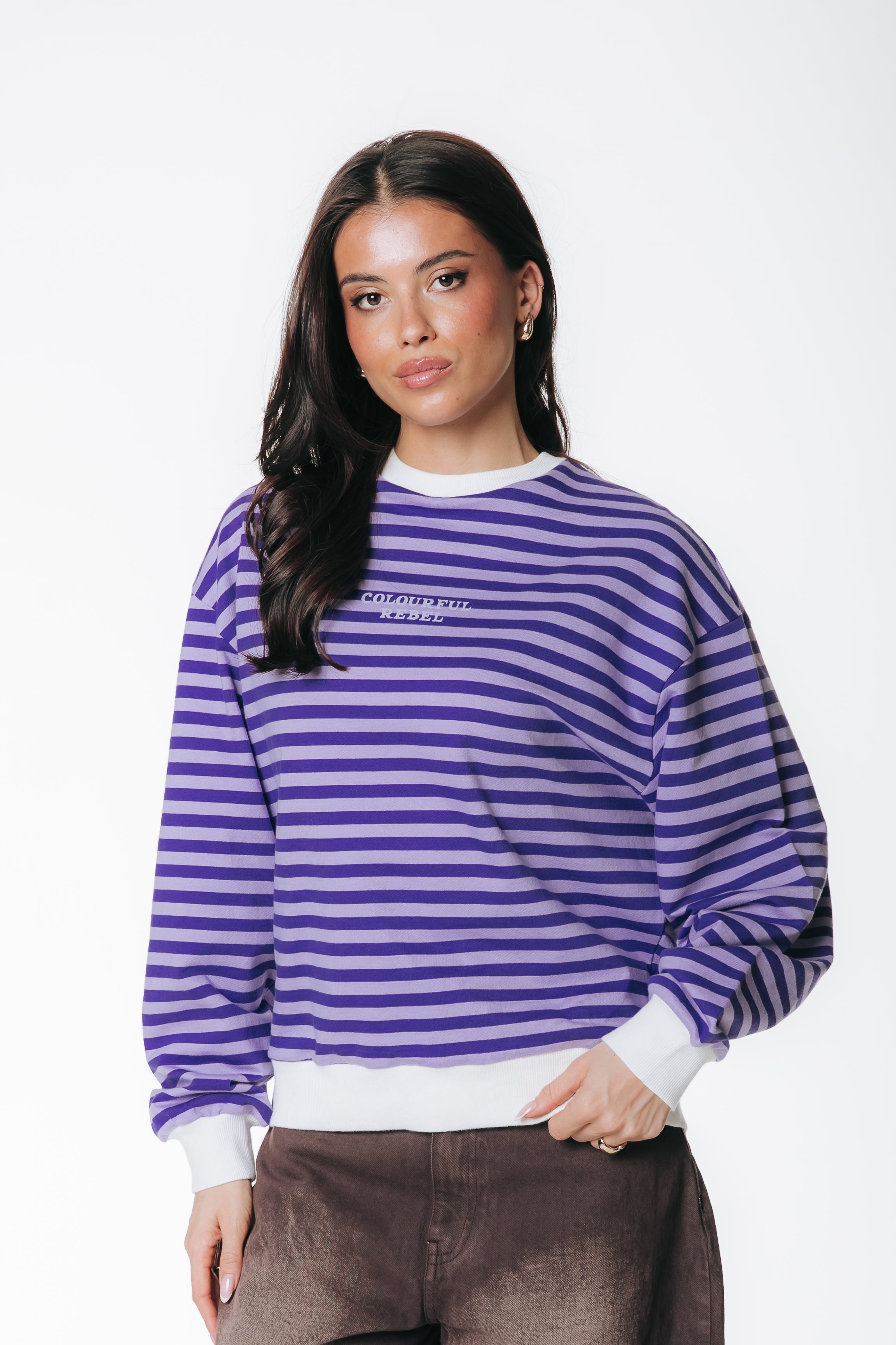 Logo Striped Sweat | Purple