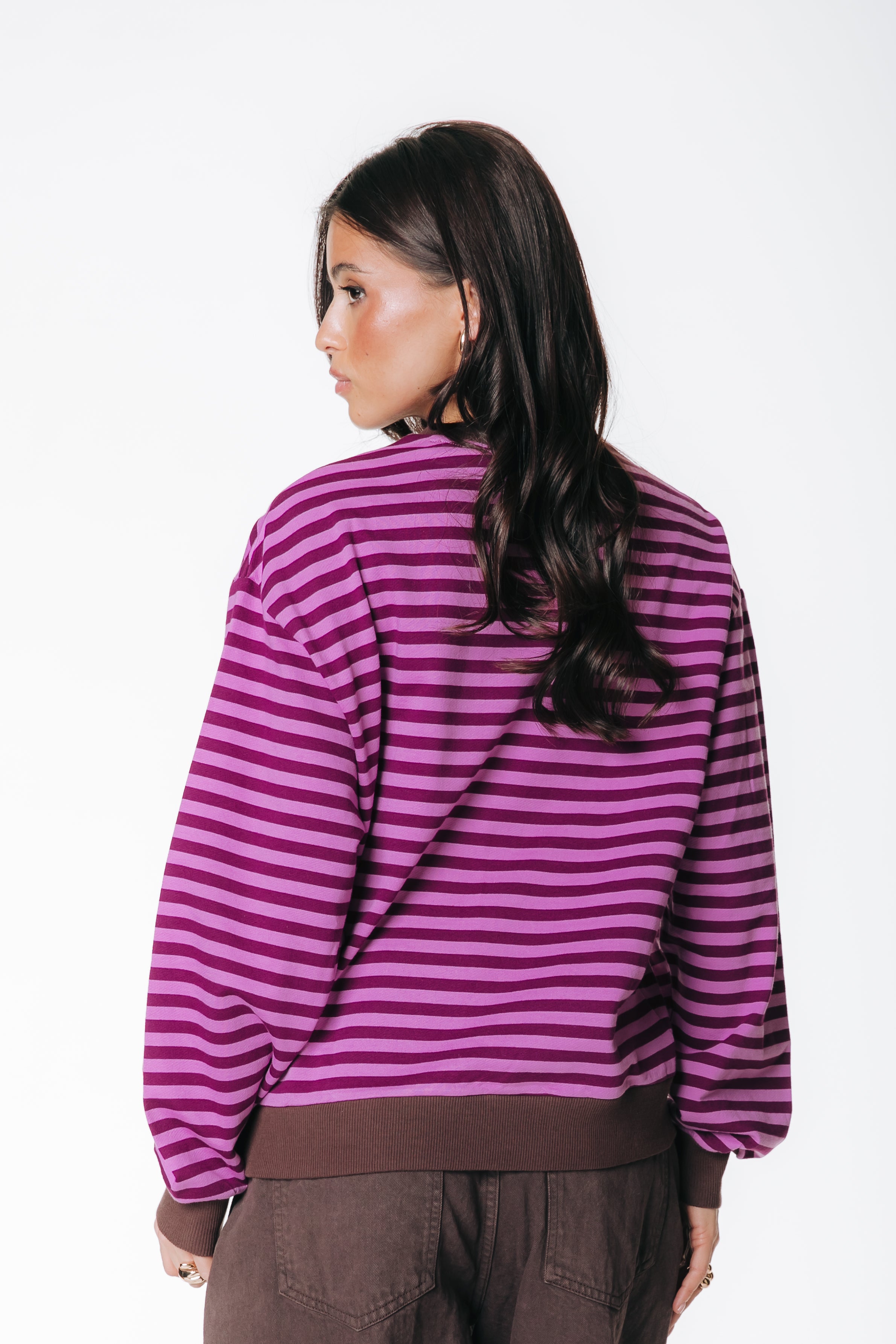Logo Striped Sweat | Pink