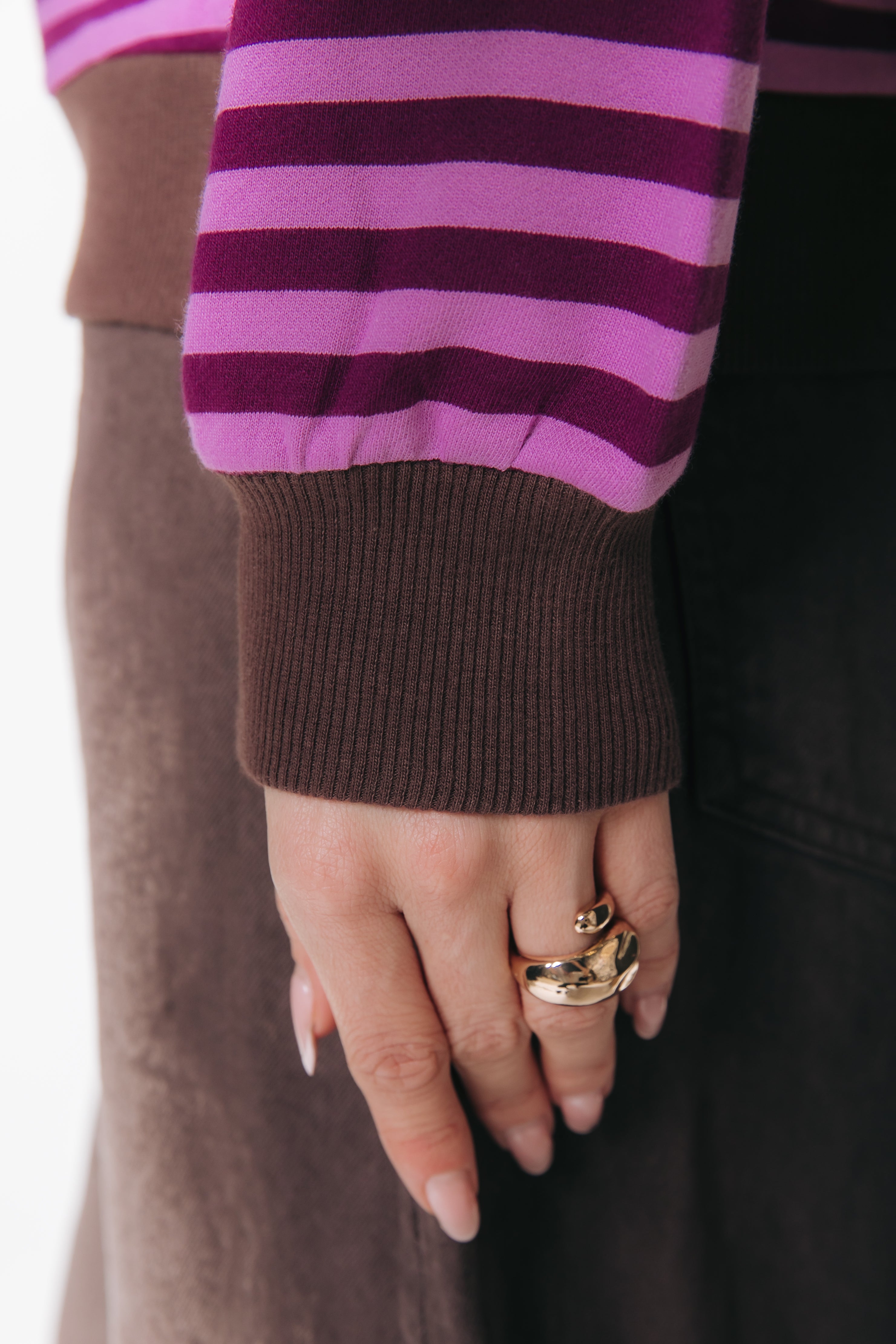 Logo Striped Sweat | Pink