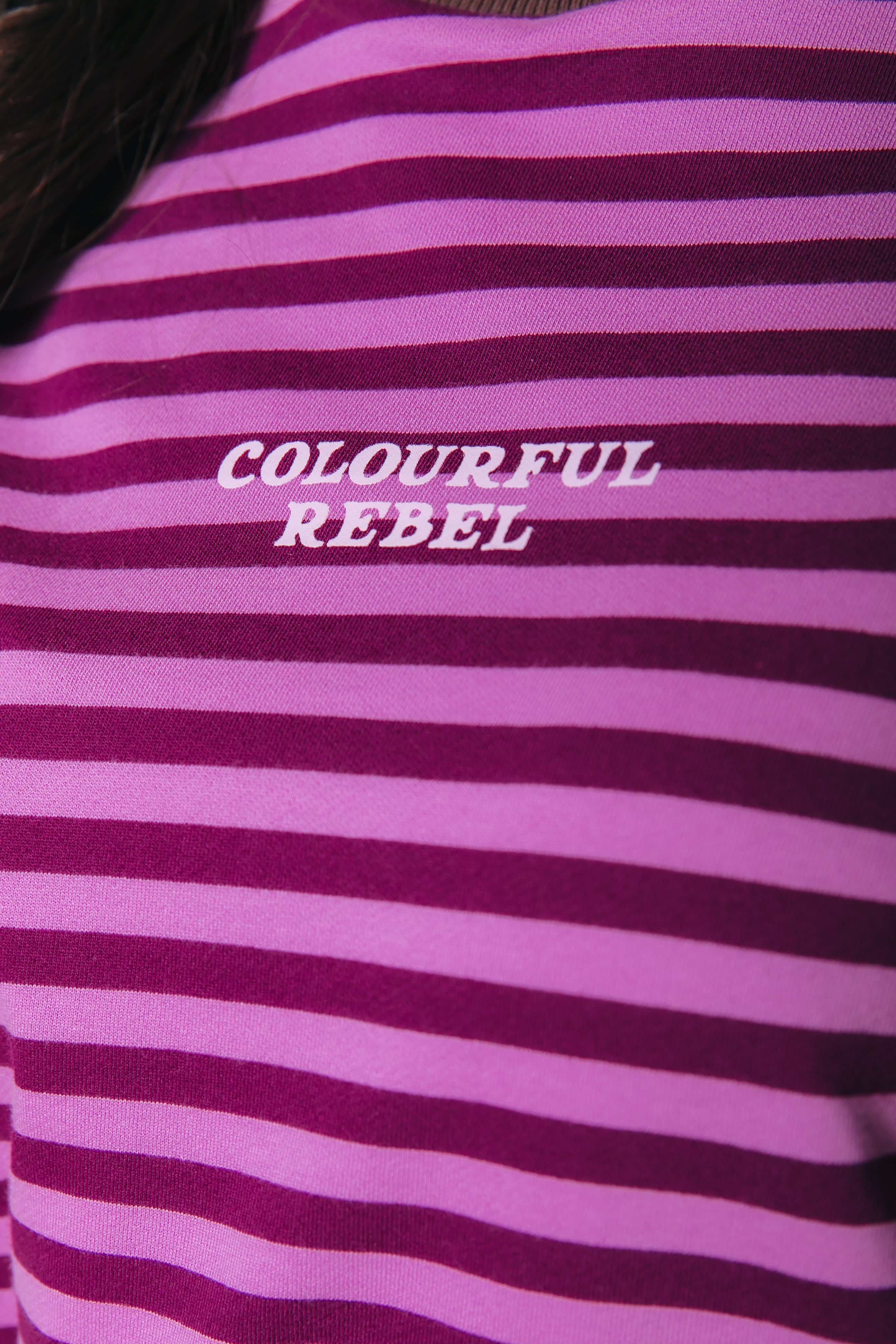 Logo Striped Sweat | Pink
