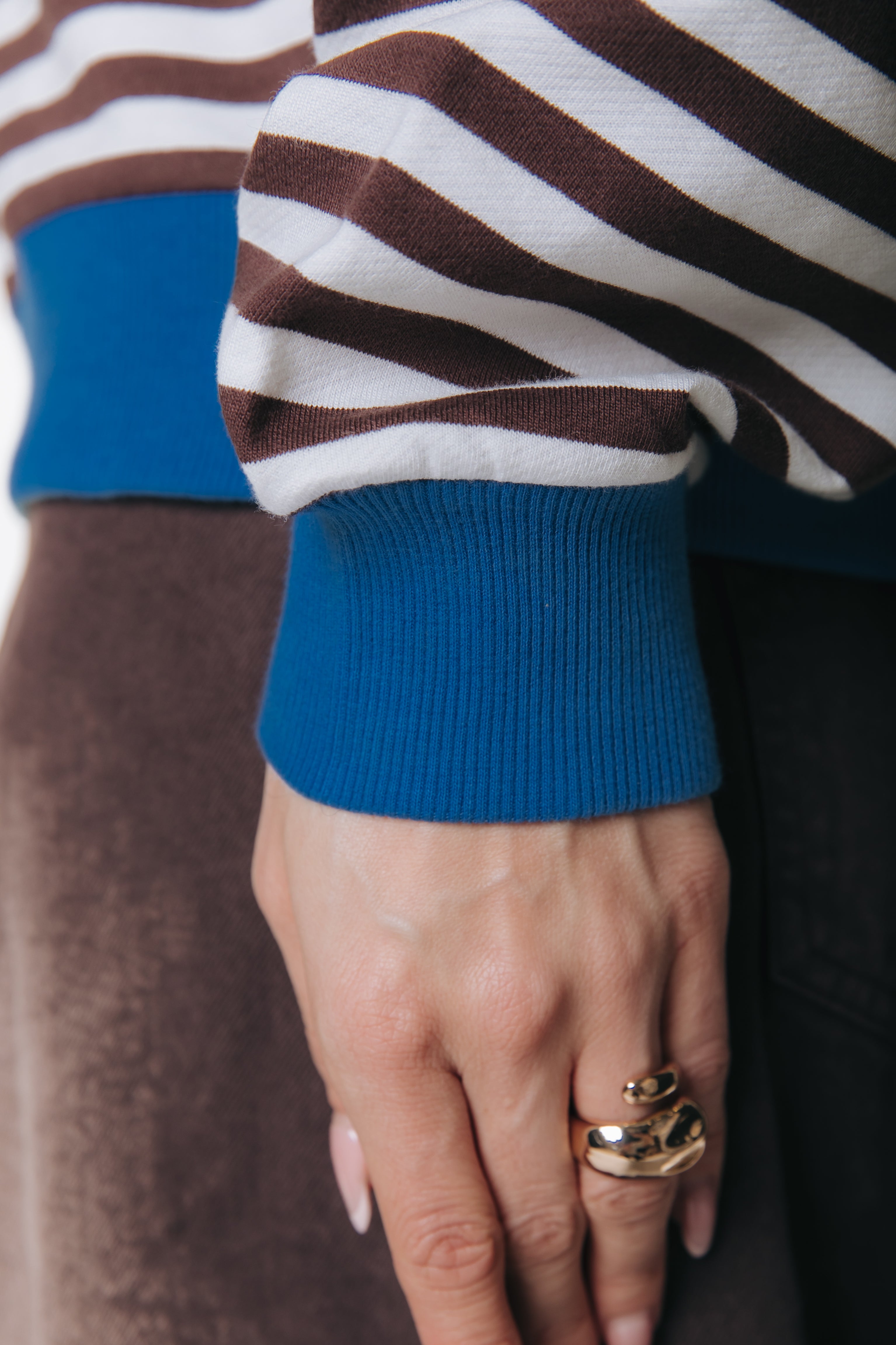 Logo Striped Sweat | Brown