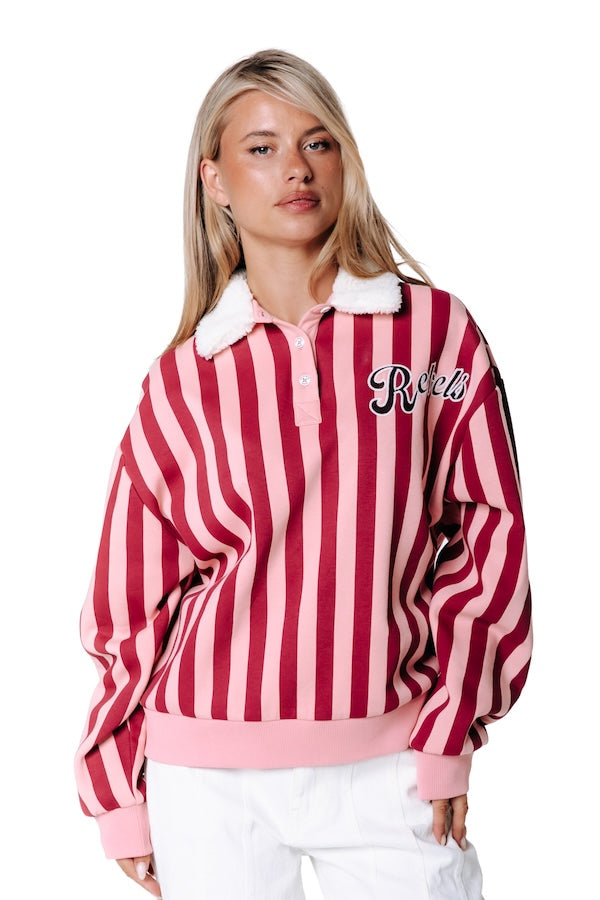 Baseball Contrast Collar Sweatshirt | Multicolor