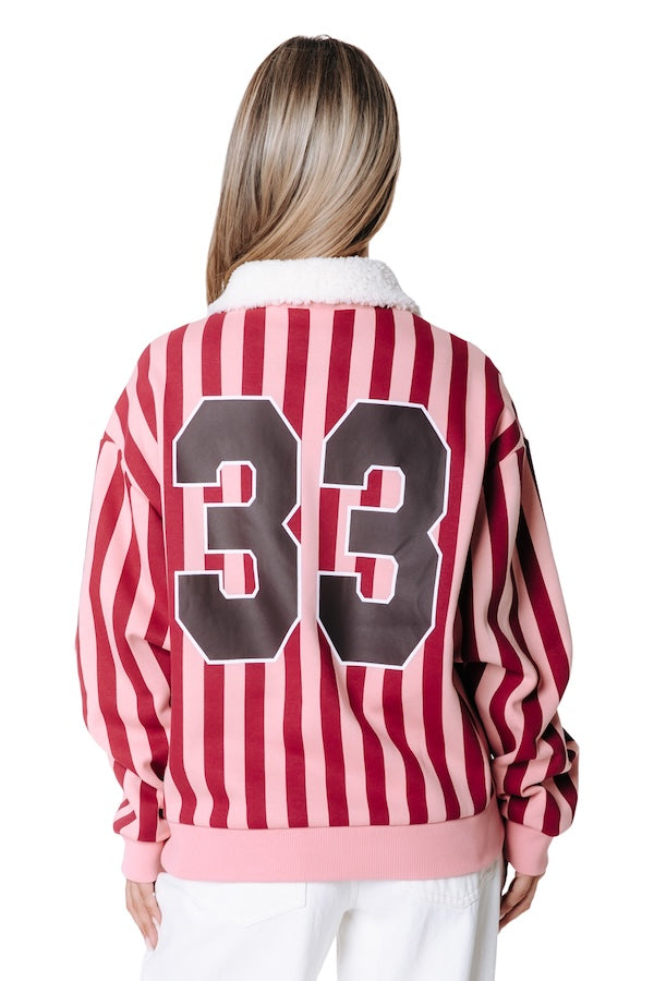 Baseball Contrast Collar Sweatshirt | Multicolor
