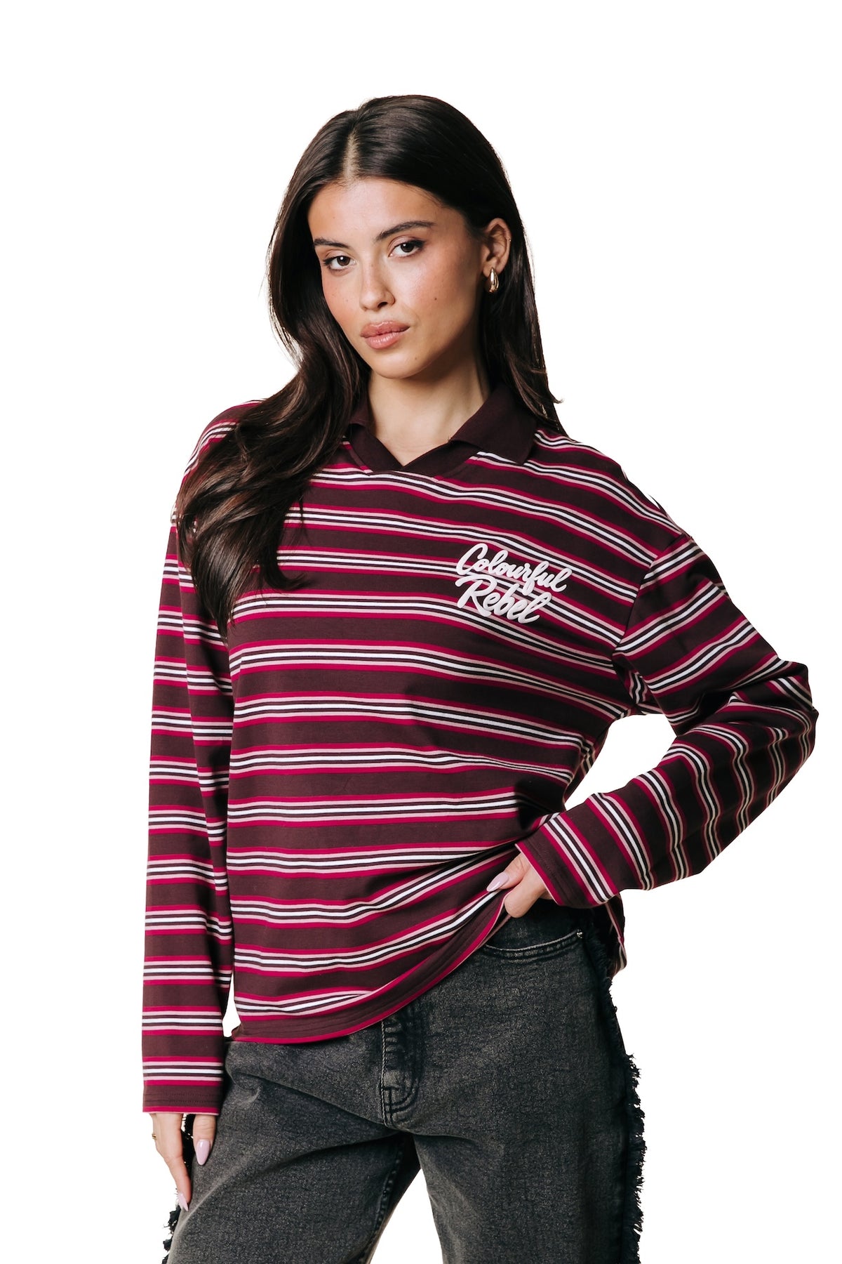 Sportkragen-Langarmshirt | Rot